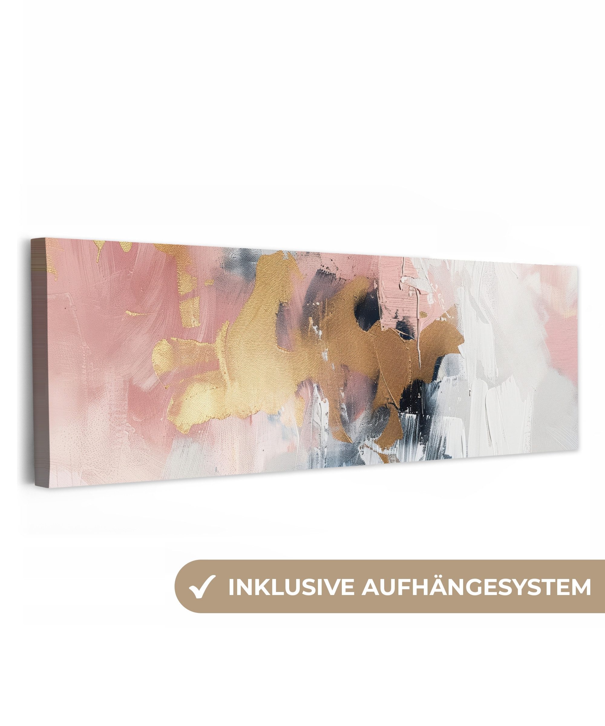 OneMillionCanvasses® Leinwandbild Panorama Abstrakt - Pastellfarben - Gold günstig online kaufen