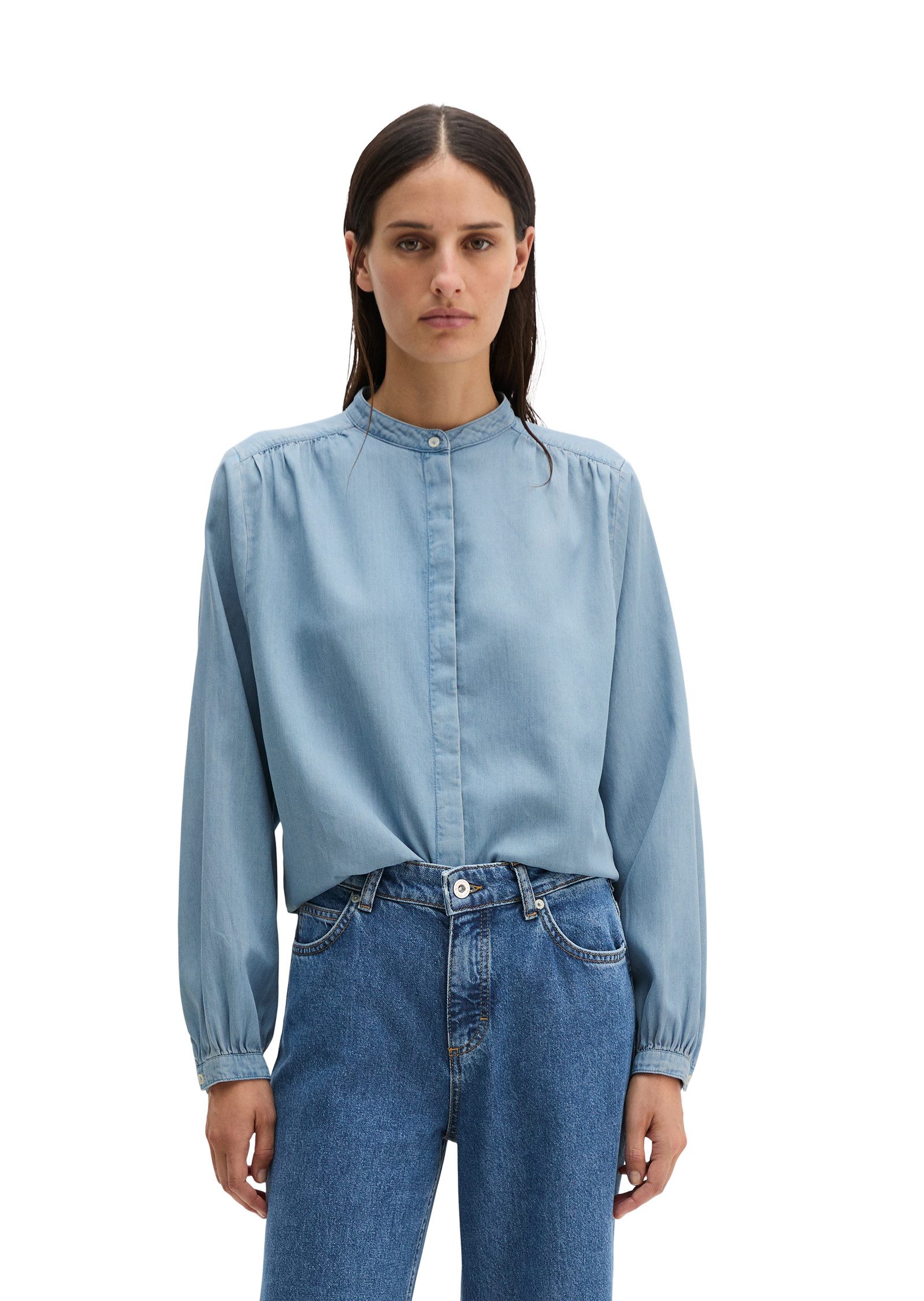 Marc O'Polo Jeansbluse loose fit aus Leinen-Mix günstig online kaufen