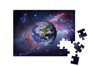 puzzleYOU Puzzle Erde und Galaxie, blauer Planet und Sternenhimmel, 48 Puzzleteile, puzzleYOU-Kollektionen Weltraum, Universum