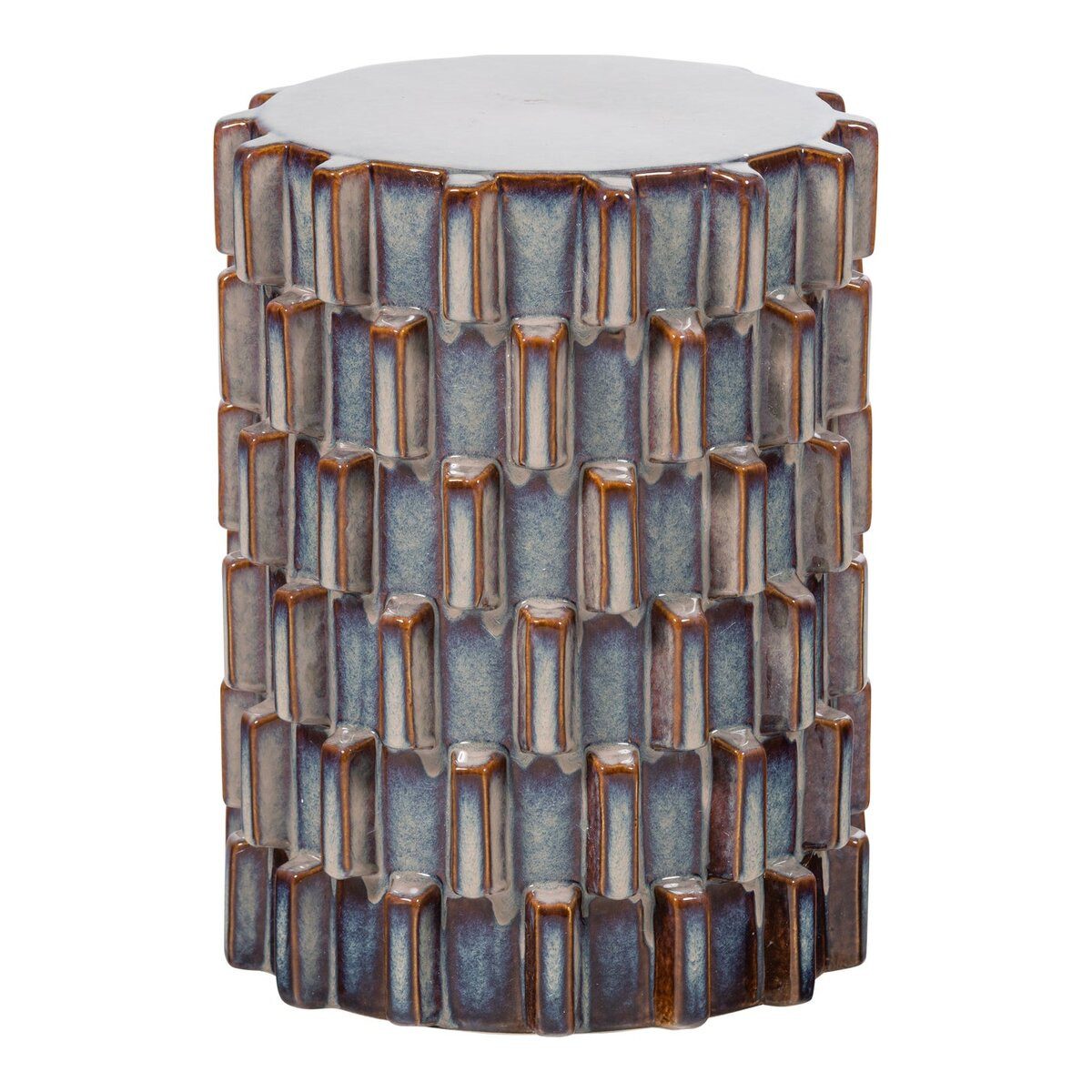 WOOOD Beistelltisch Axu - Keramik Grau / Blau, Ø 35 cm, Künstlerisches Design, Statement-Stück