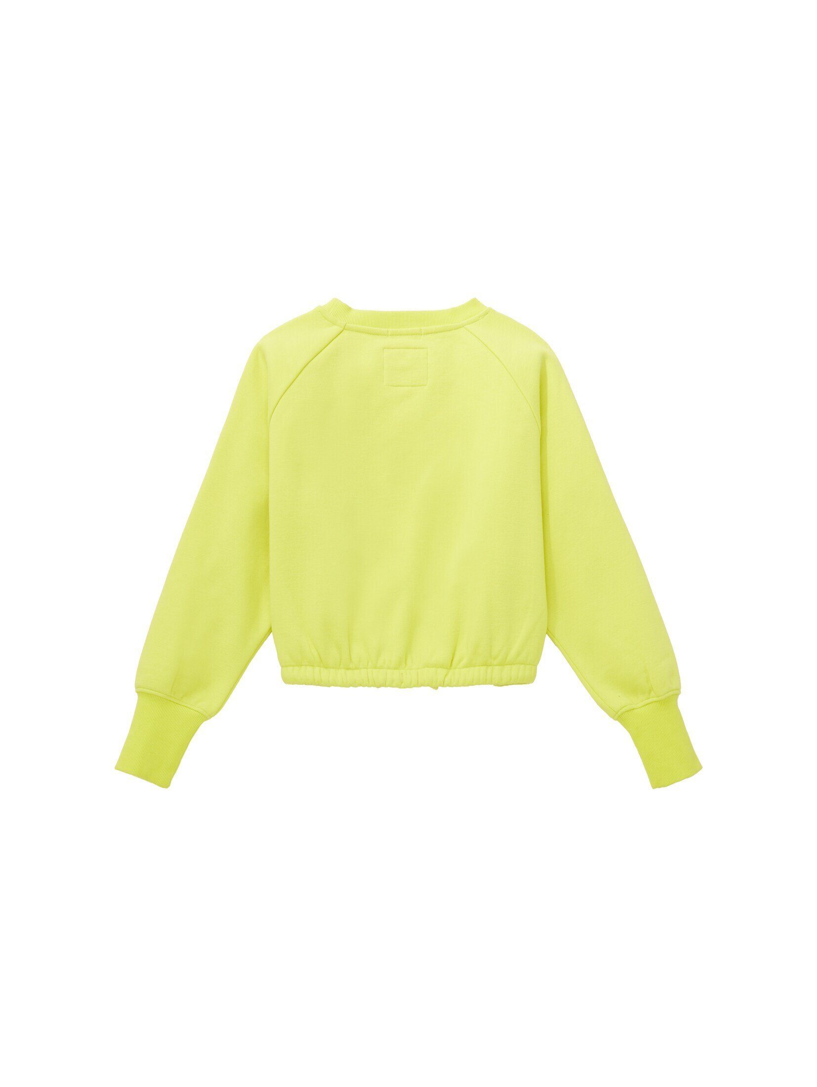 Cropped Sweatjacke lime TOM drop Sweatshirt TAILOR