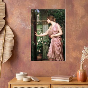 Posterlounge Poster John William Waterhouse, Psyche öffnet Amors Gartentor, Malerei