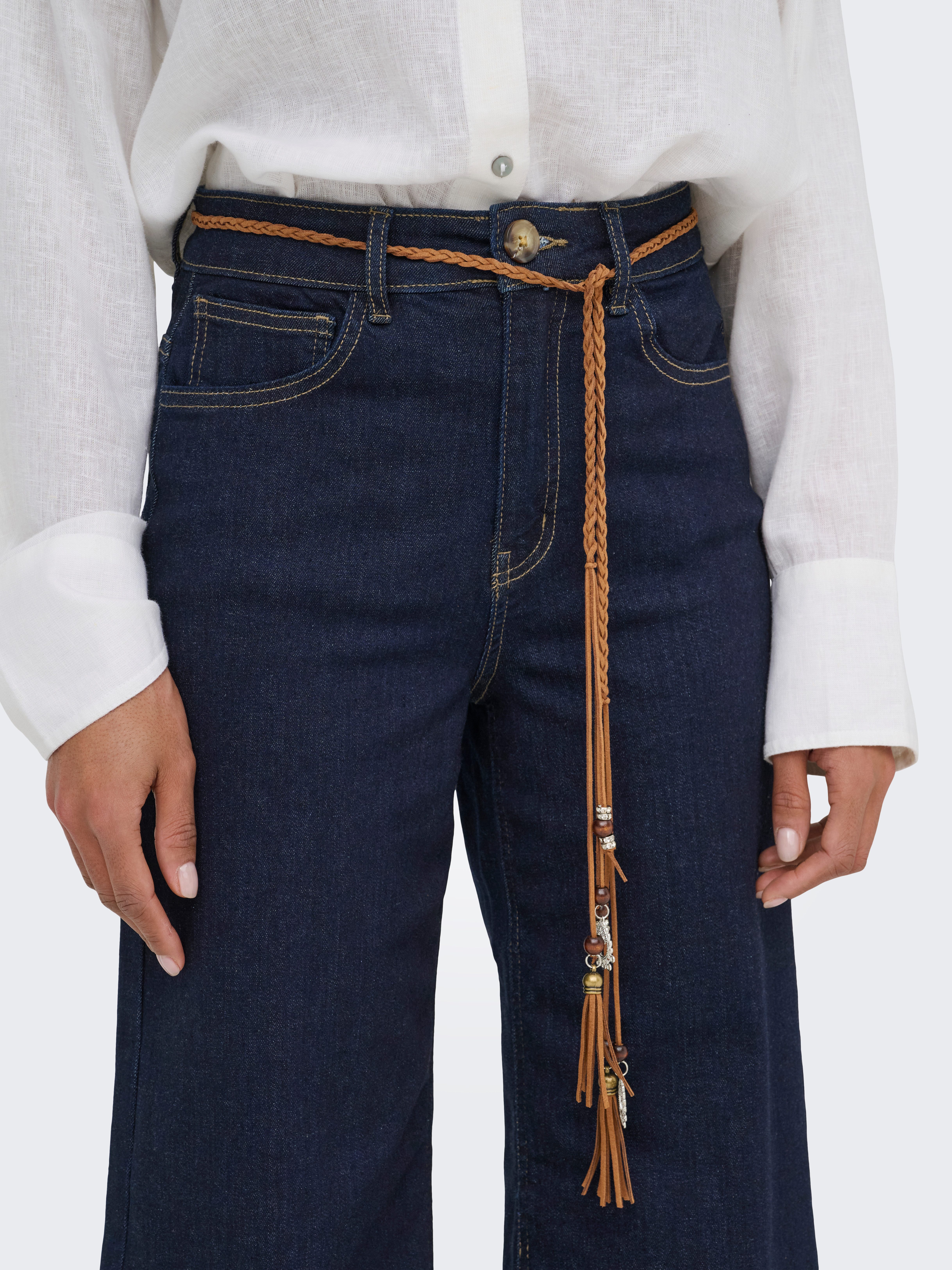 ONLY High-waist-Jeans ONLMADISON HW BELT WD CRP DNM GUA450 Materialmix, high waist, wide fit