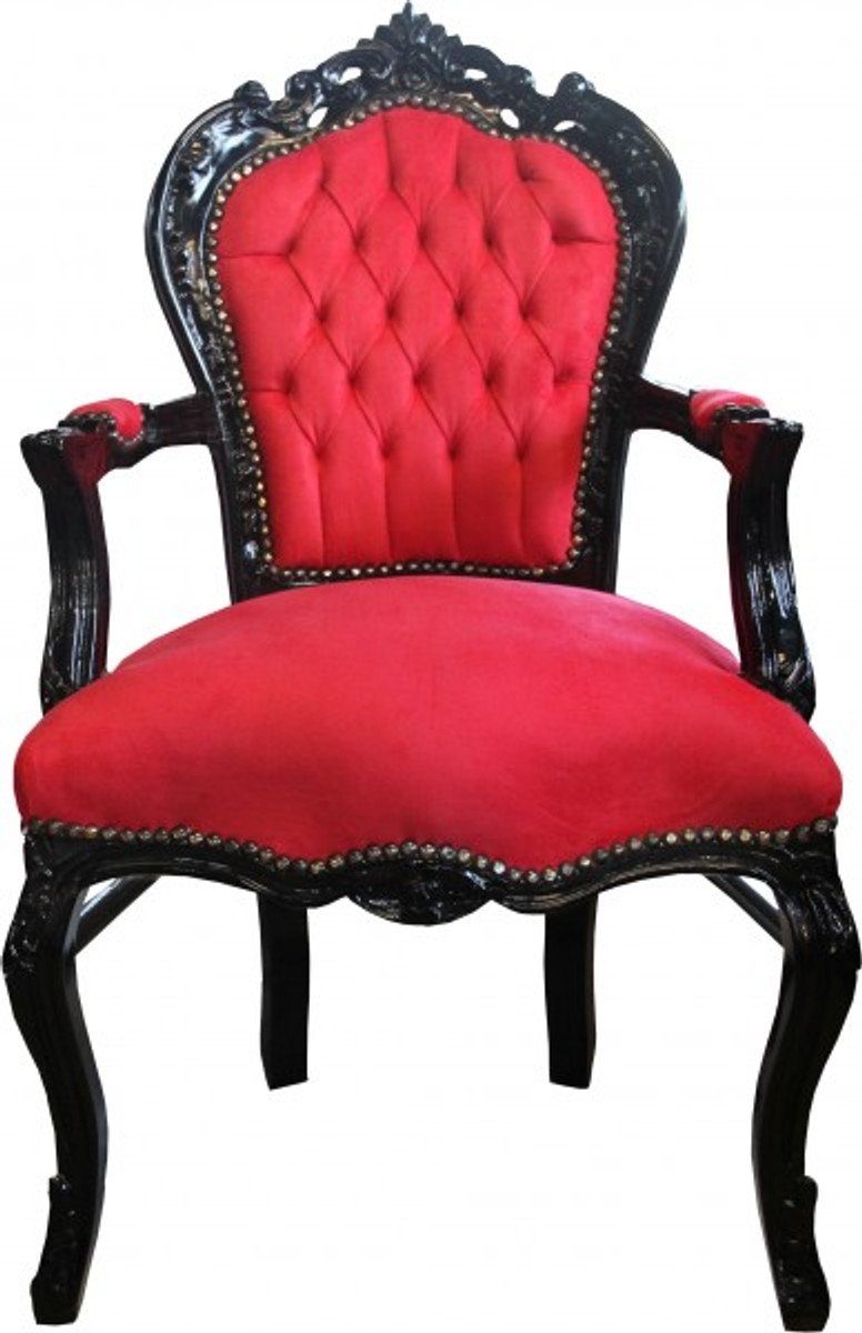 Schwarz - Esszimmerstuhl Padrino Limited Casa Esszimmer Barock Edition Rot mit / Armlehnen Stuhl