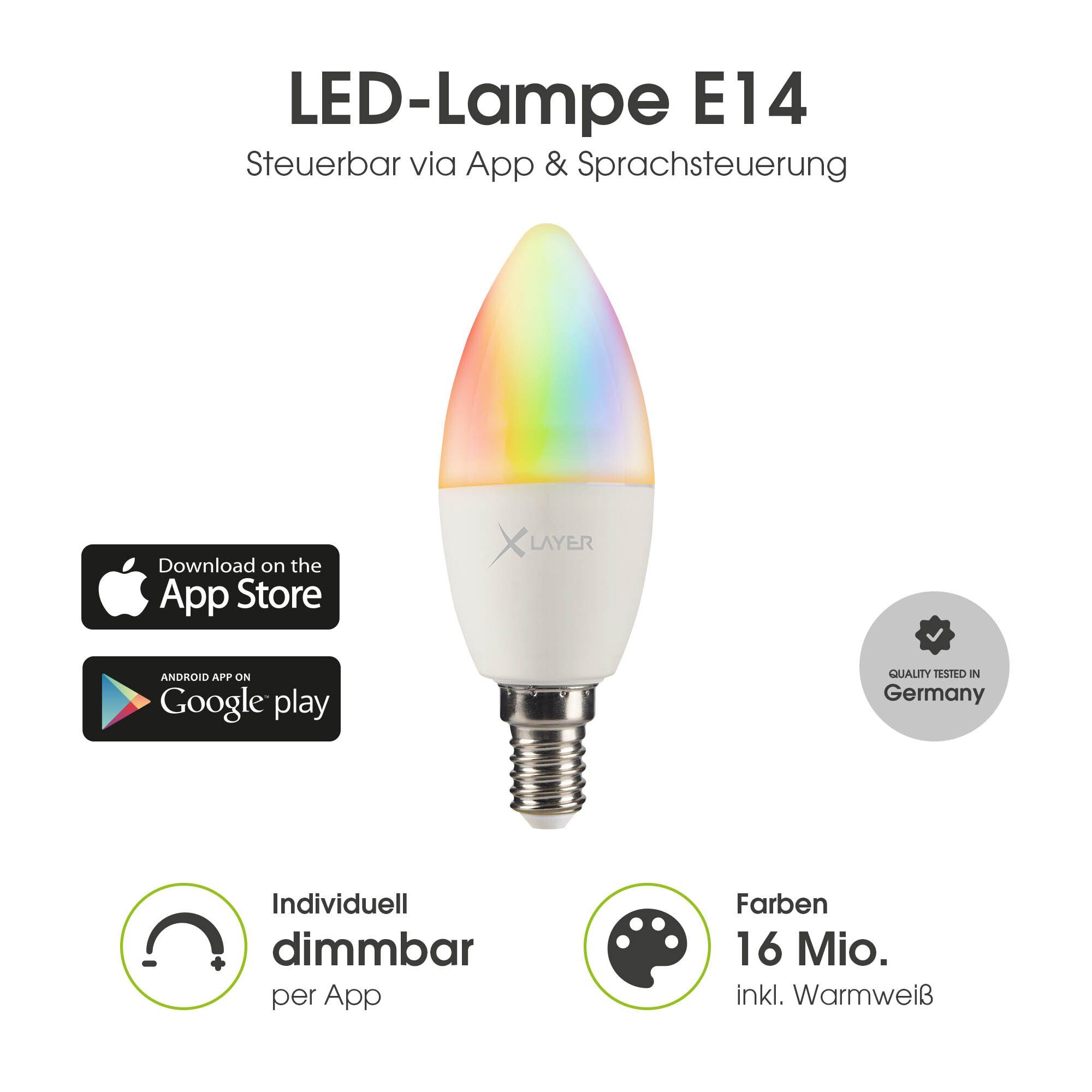 4.5W E14 WLAN Lampe XLAYER LED LED-Leuchte Dimmbar Smarte Echo Smart Mehrfarbig Warmweiß,