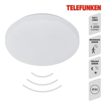 Telefunken LED Deckenleuchte 601506TF, LED fest verbaut, Neutralweiß, Deckenleuchte Sensor 12W 1200lm 4000K Ø 29cm