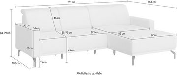 sit&more Ecksofa Bailando L-Form, wahlweise mit Kopfteilverstellung und Vorziehsitz, motorisch