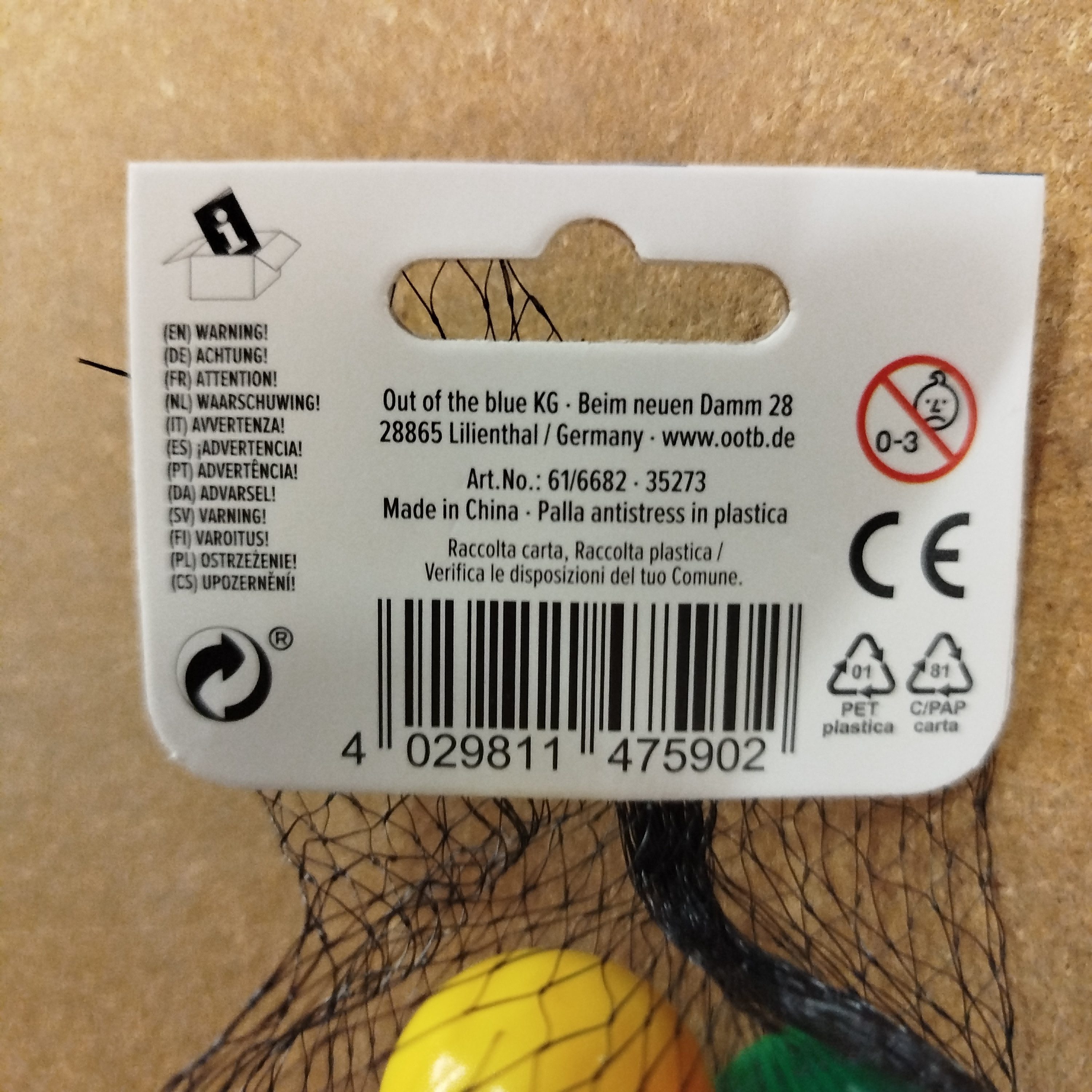 Out of the Blue Spielball Atom Stressball in bunten Farben