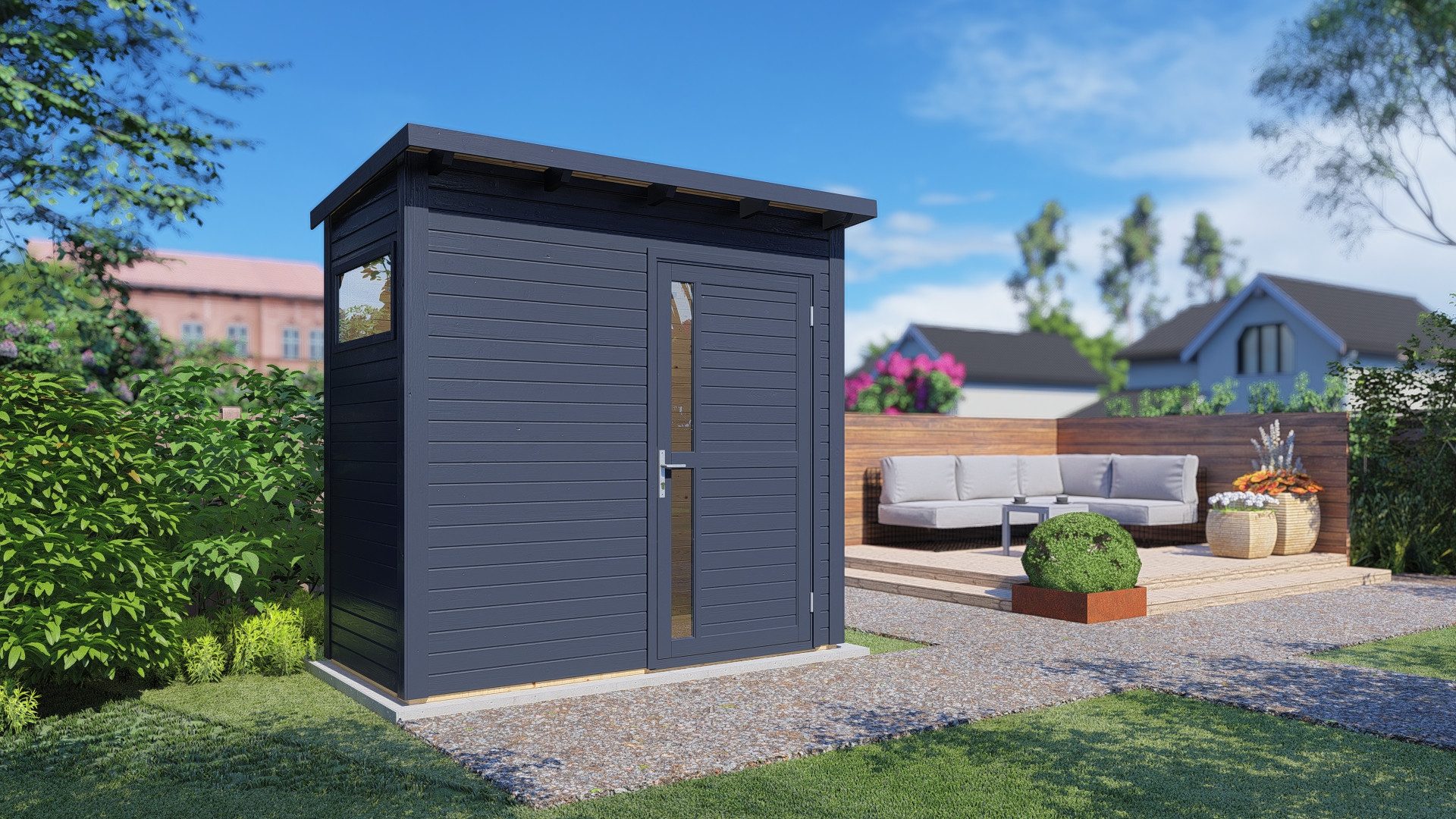 BERTILO Gartenhaus Pentus 1 anthrazit, BxT: 247x143 cm