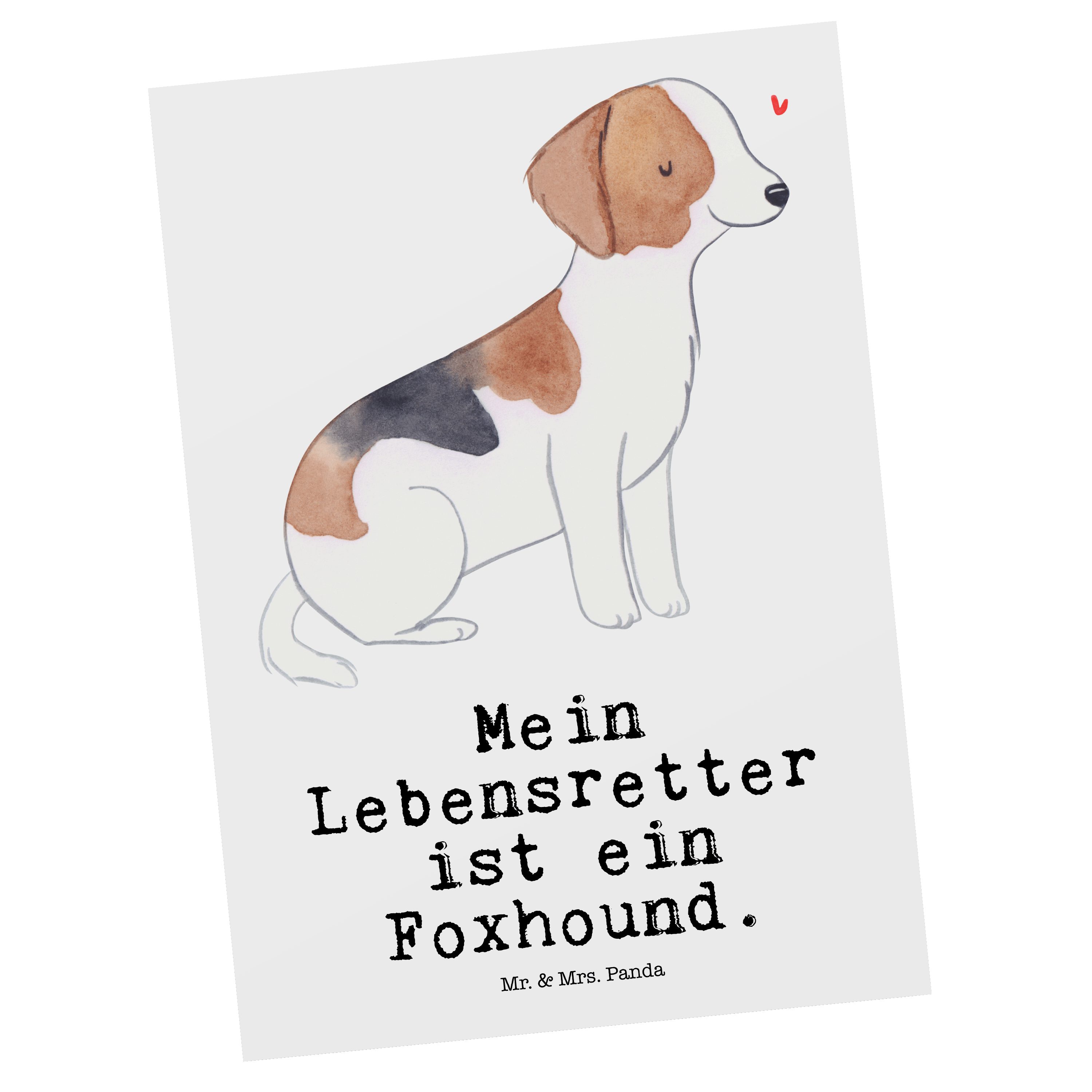 Mr. & Mrs. Panda Postkarte Foxhound Lebensretter - Weiß - Geschenk, Jagdhund, Geburtstagskarte