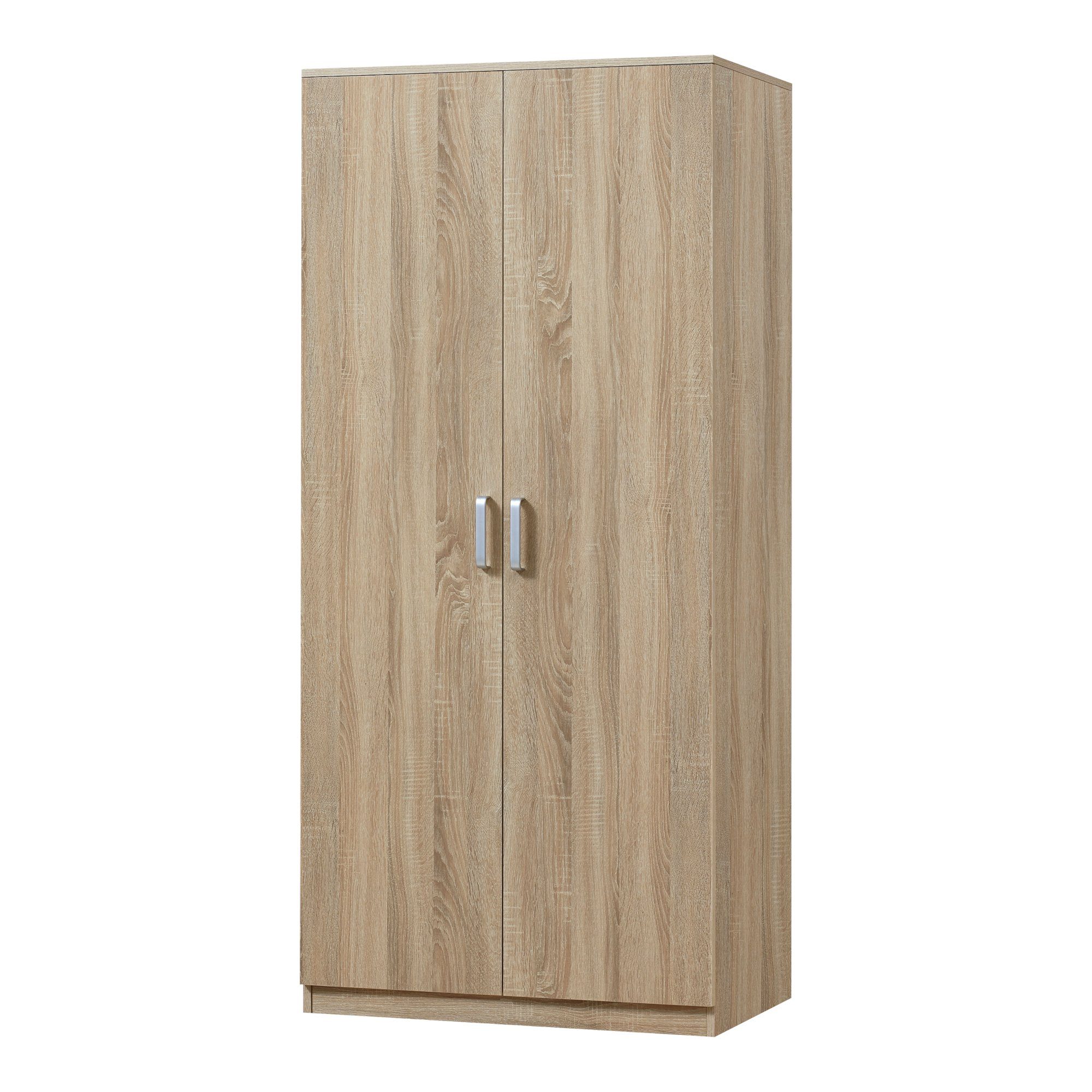 en.casa 176x80x52 1 Fach Kleiderschrank cm cm »Bodolz« 1 Fach Sonoma-Eiche 1 Stange, Sonoma-Eiche, 176x80x52