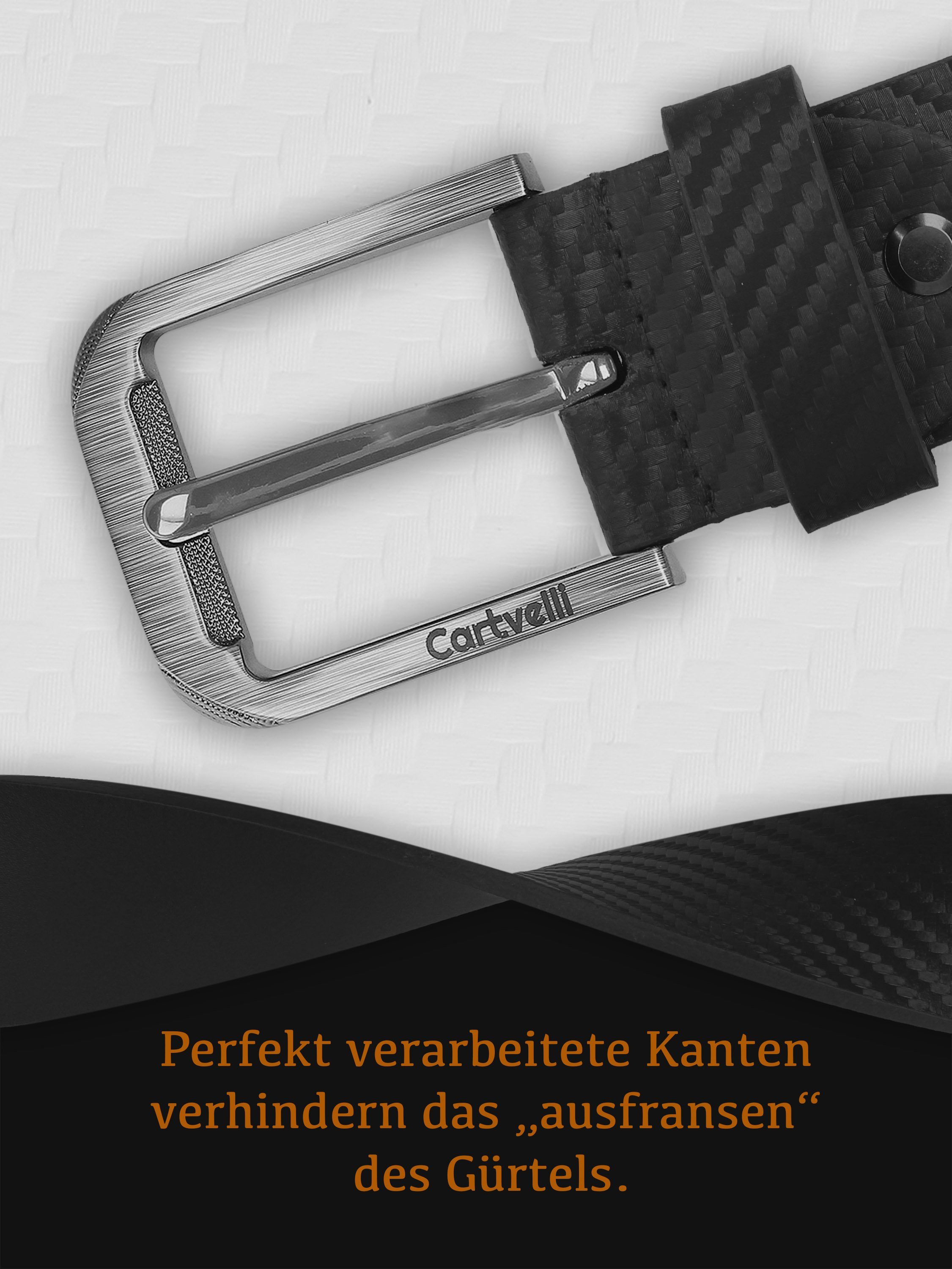Cartvelli Ledergürtel Ledergürtel Herren Carbon Made in Germany mit Geschenkbox - 40mm Hi-Tech-Leder, hochwertig edel – Bild 5 von 5