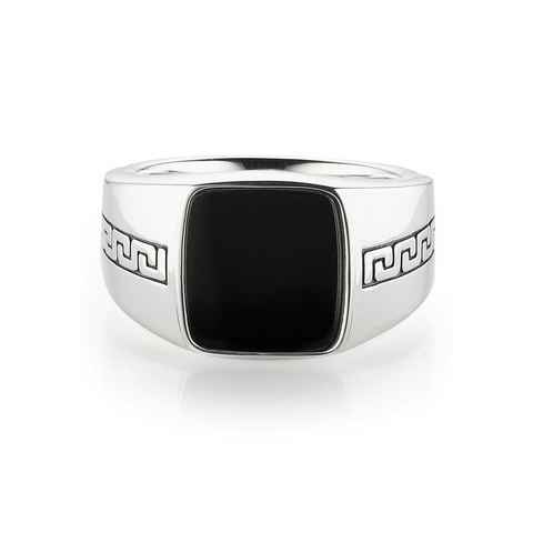 Bruno Banani Fingerring Schmuck Geschenk Silber 925 Herrenring Siegelring Mäander Onyx, mit Onyx