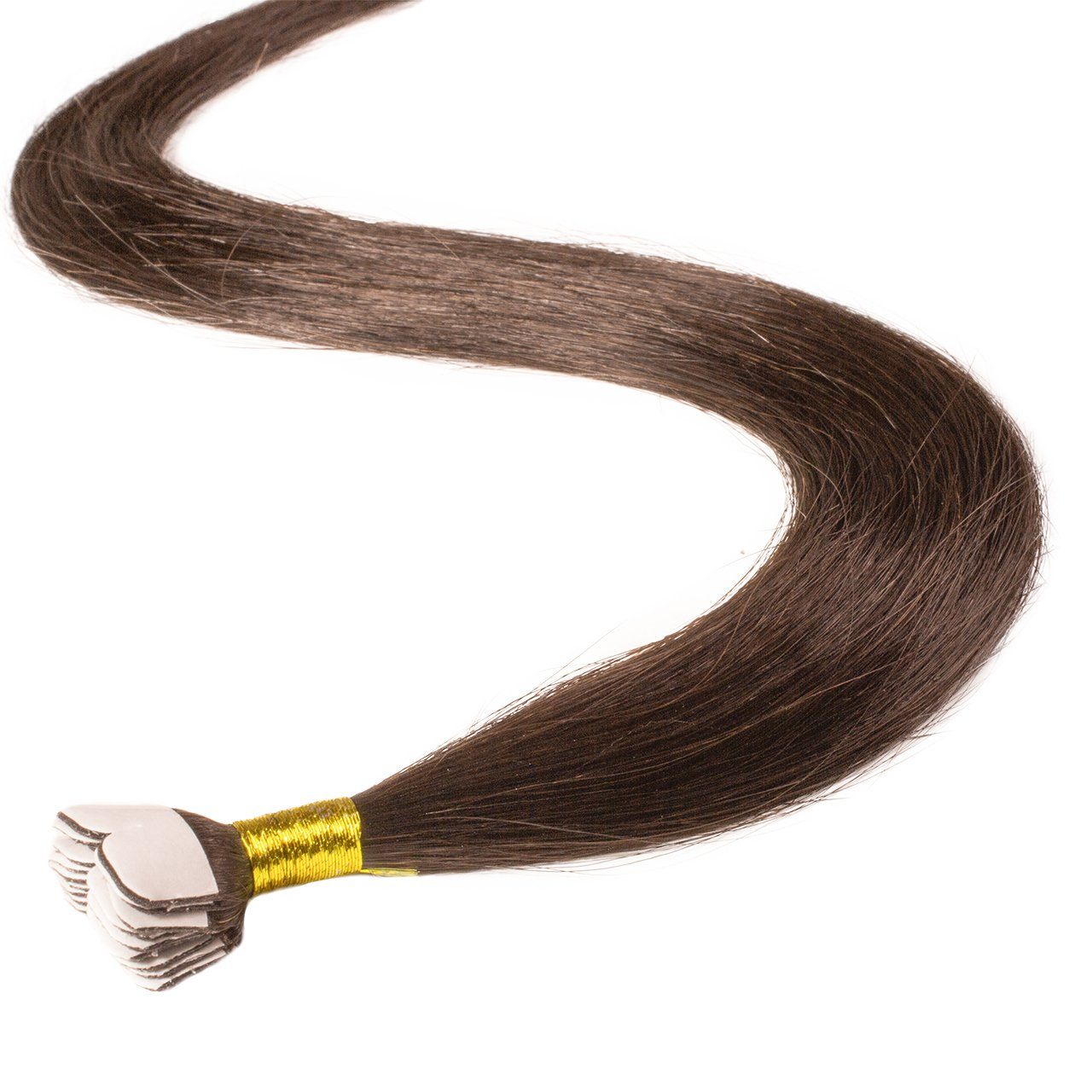 Intensiv Mini 40cm Mittelbraun Echthaar-Extension Premium #4/77 Extensions Tape hair2heart