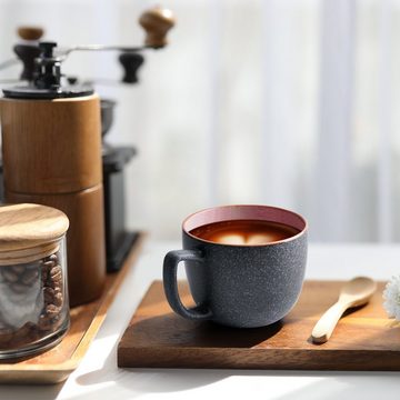 MiaMio Tasse 6 x 470 ml Kaffeetassen Set Kaffeebecher aus Steingut Farbig Modern