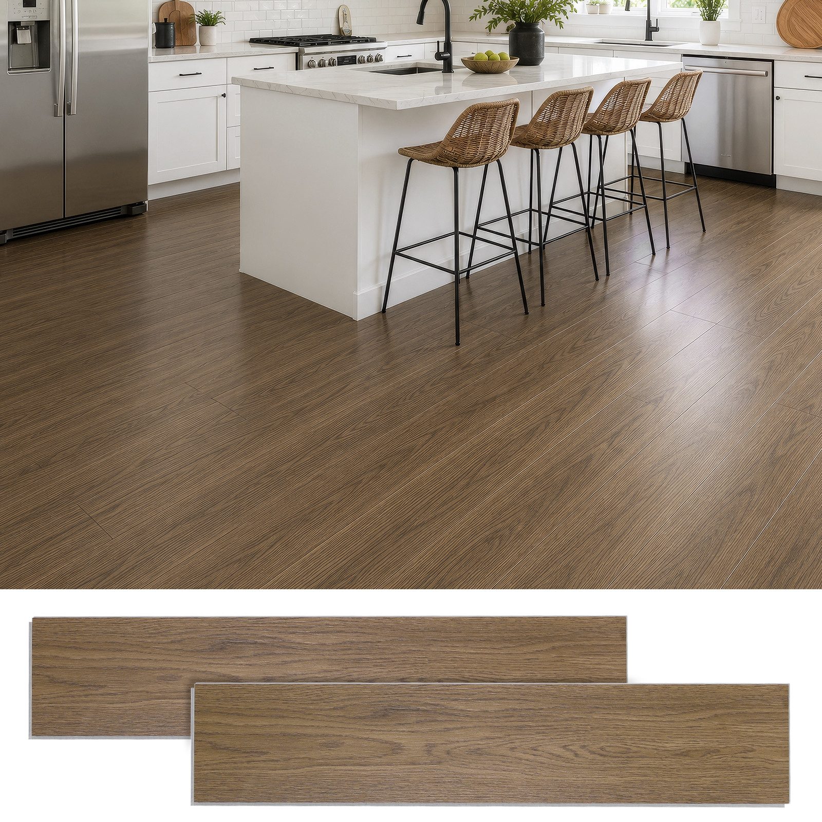 BlingBin Vinylboden SPC-Klickboden, Bodenbelag in Holzoptik, 18er Set, 18 tlg, 18 Dielen, 1,47 m², 4 mm, für Küche und Wohnraum, wasserbeständig