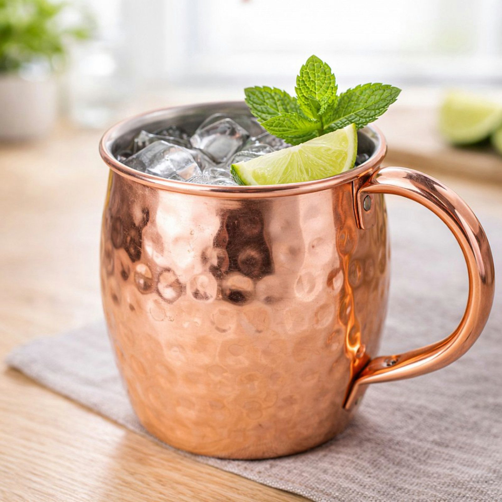 Koopman Becher Tasse Kaffeebecher Teebecher Edelstahl 450ml 4er Set, 4-tlg., Edelstahl, Kupferoptik, Cocktail, mit Tragehenkel, Edelstahl