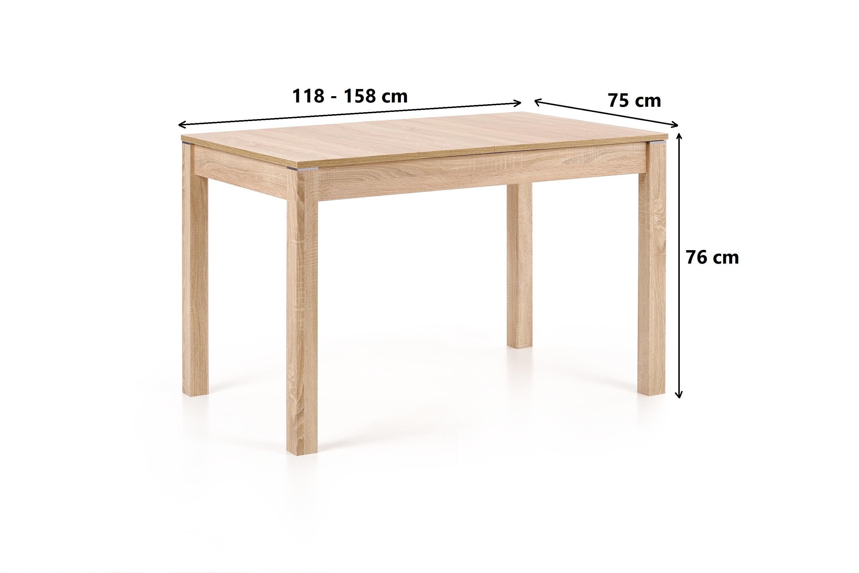 Eiche cm bis 118 Tisch Esstisch designimpex Sonoma 158 Design HAM-111 ausziehbar