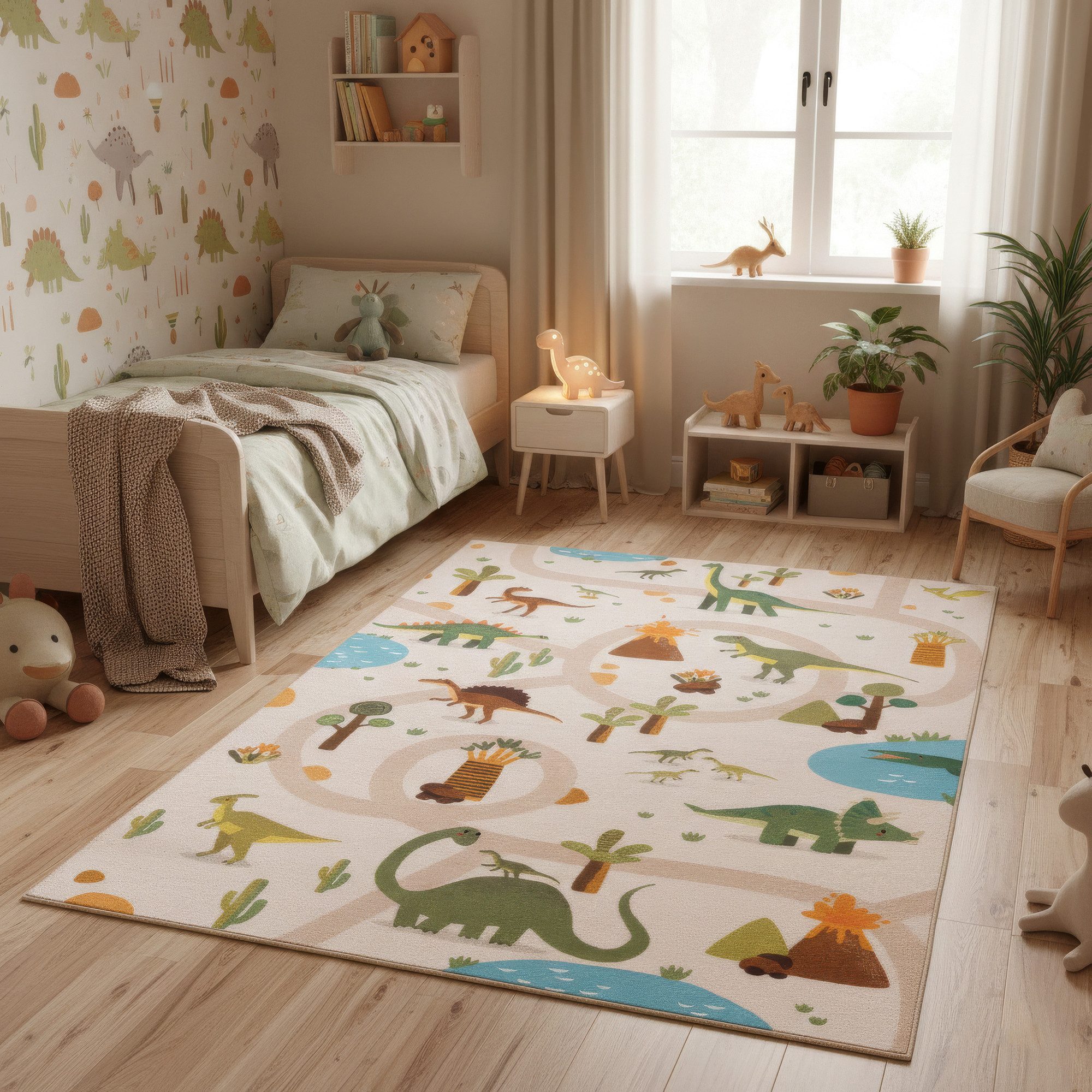 Carpettex Kinderteppich Bunte Dino Welt, Rechteckig, Höhe: 8 mm