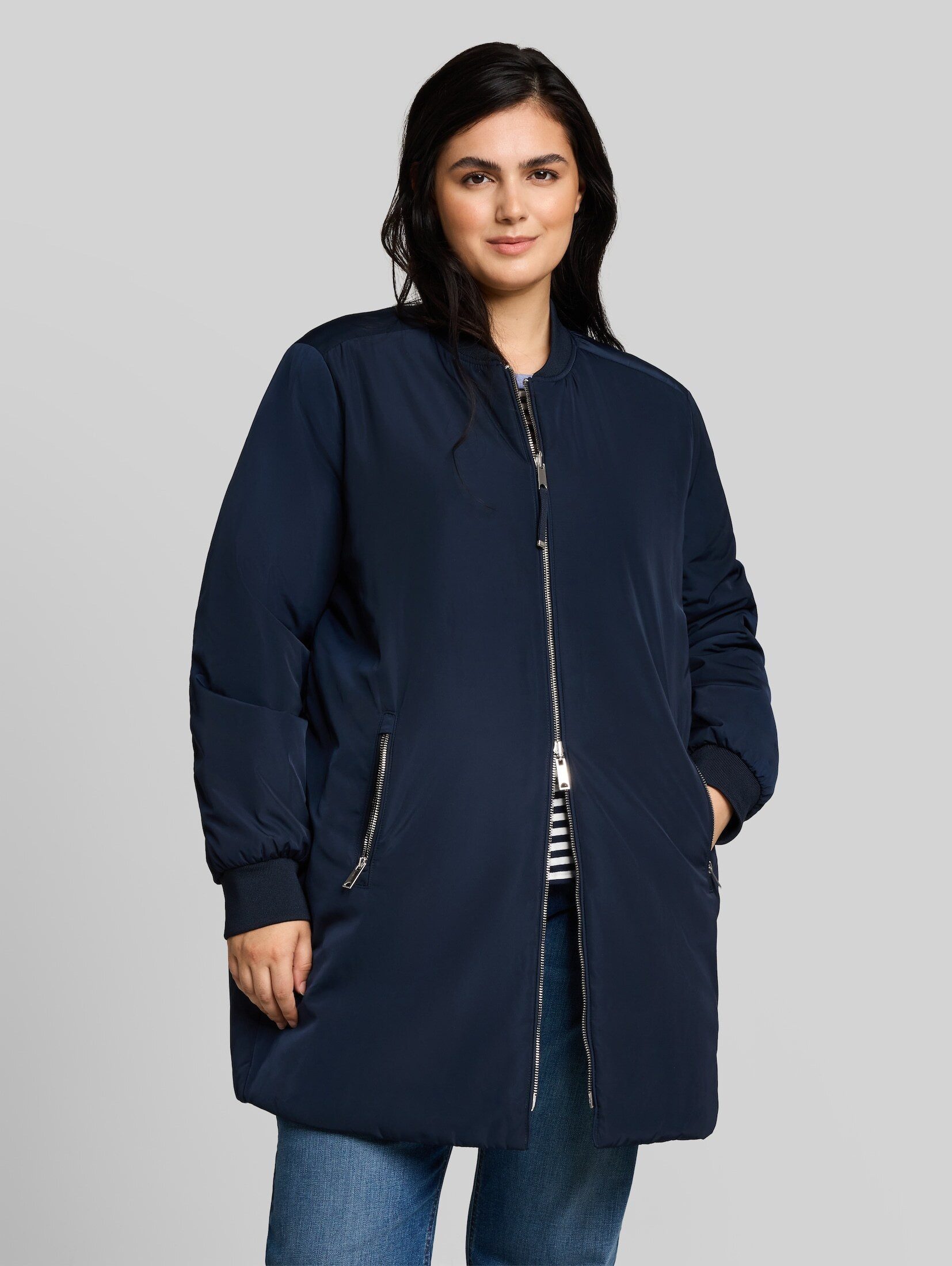 TOM TAILOR PLUS Steppmantel Jacken Plus Size - 2-in-1 Wendejacke mit Bomberkragen