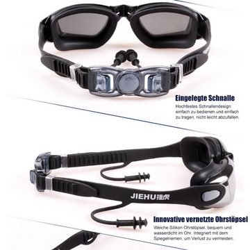 Welikera Taucherbrille Schwimmbrille Anti-Fog & UV-Schutz,Selbstjustierender Nasensteg