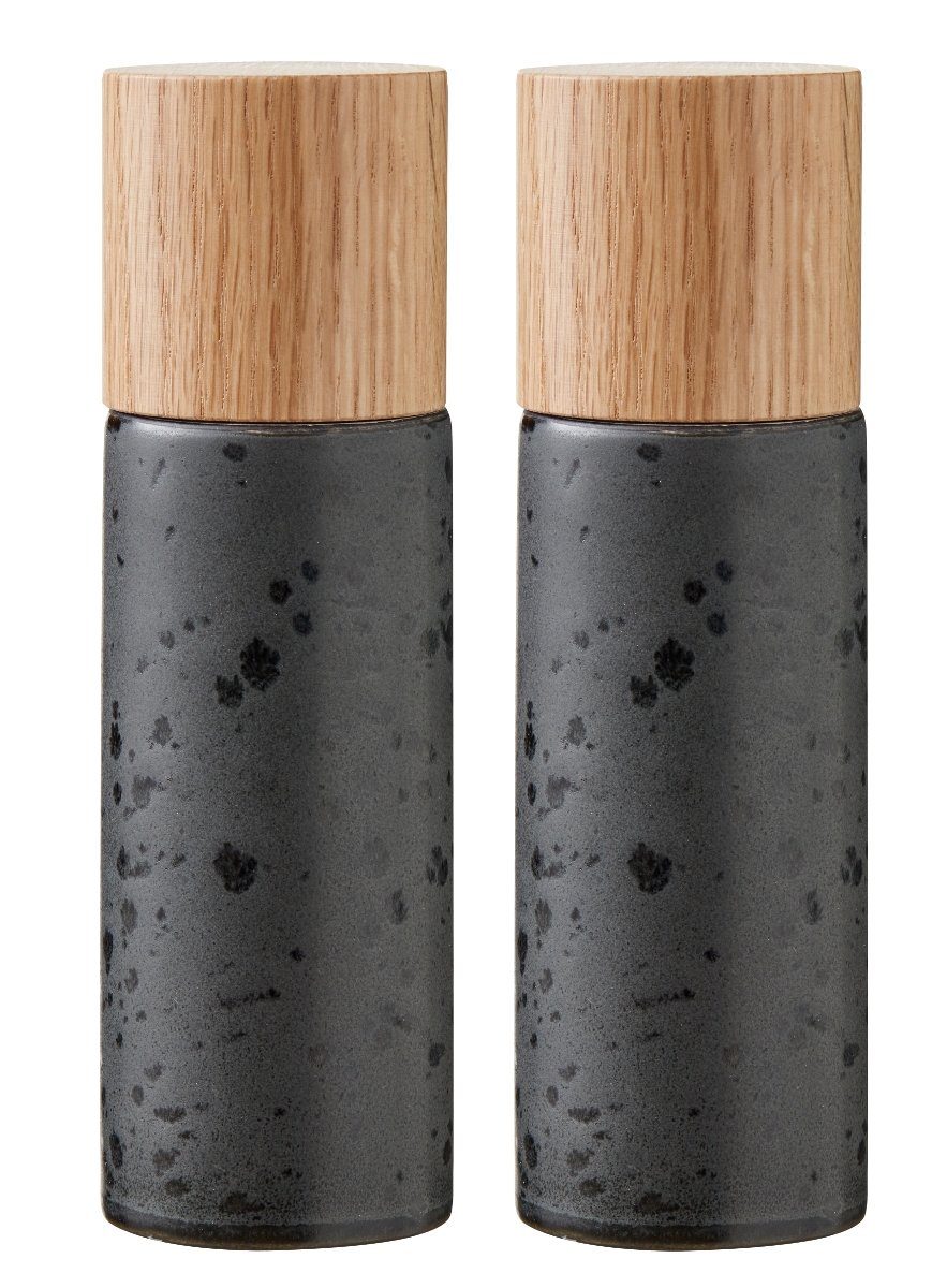 Bitz Salz- / Pfefferstreuer Salz-& Pfefferset black 17 cm, (Salz-& Pfefferstreuer-/mühlen), Salz- und Pfeffermühle Steinzeug Matt schwarz