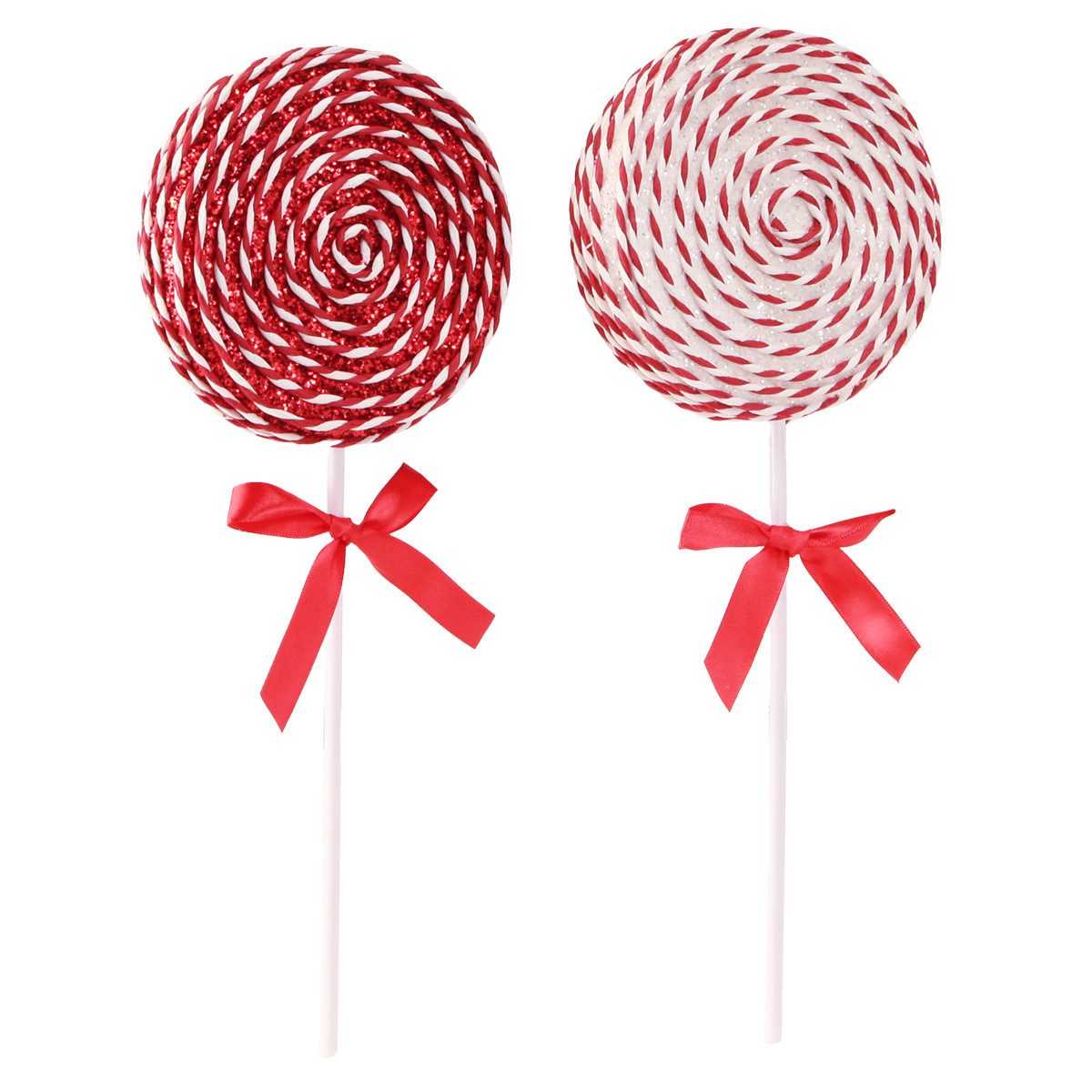 Kaemingk Weihnachtsmann Weihnachtsdeko Rot Weiß Lolly Schaumstoff Lollipop Deko 36cm, 2 Stück