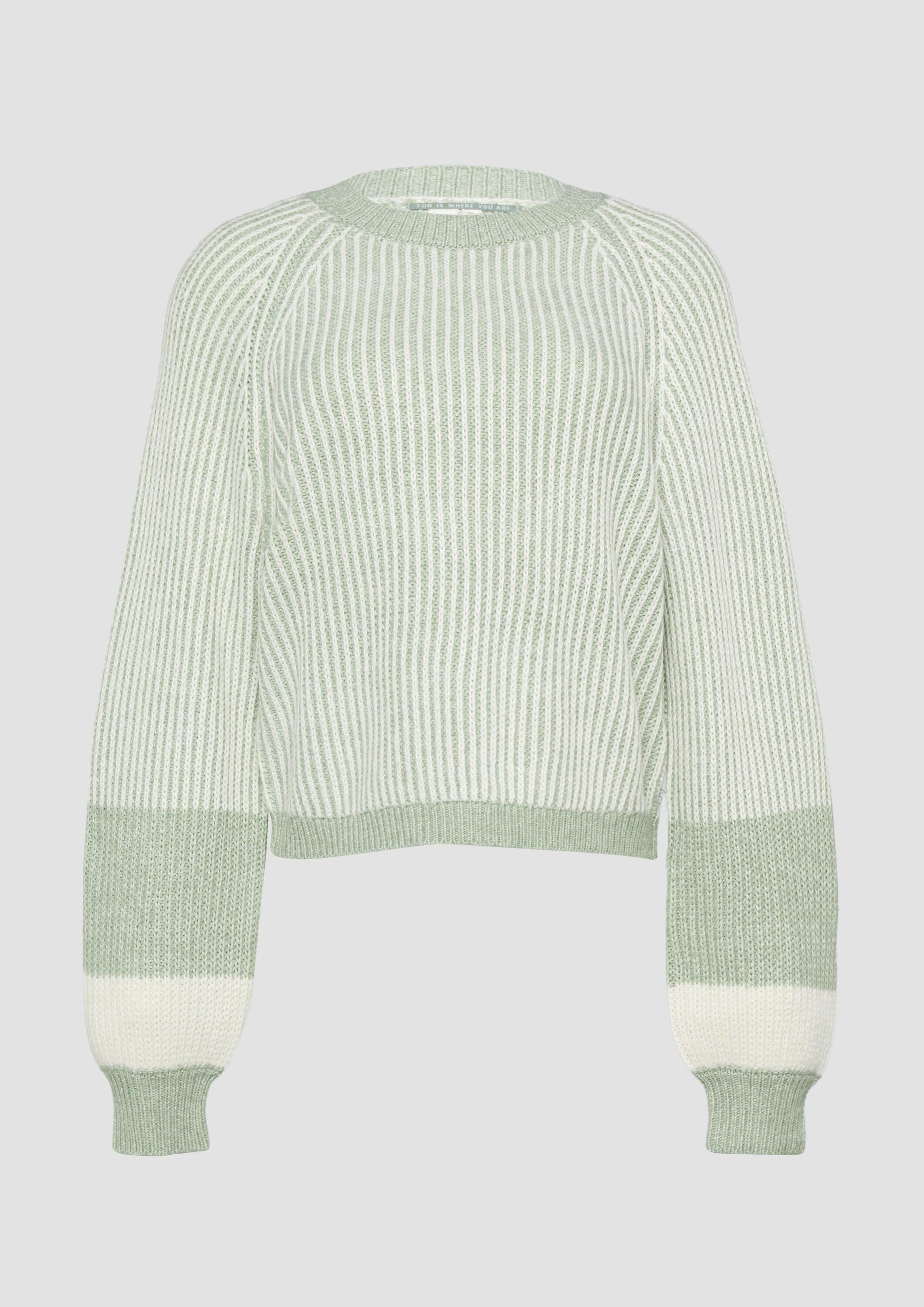 QS Longpullover Strickpullover Verkürzter Pullover mit Colour-Blocking