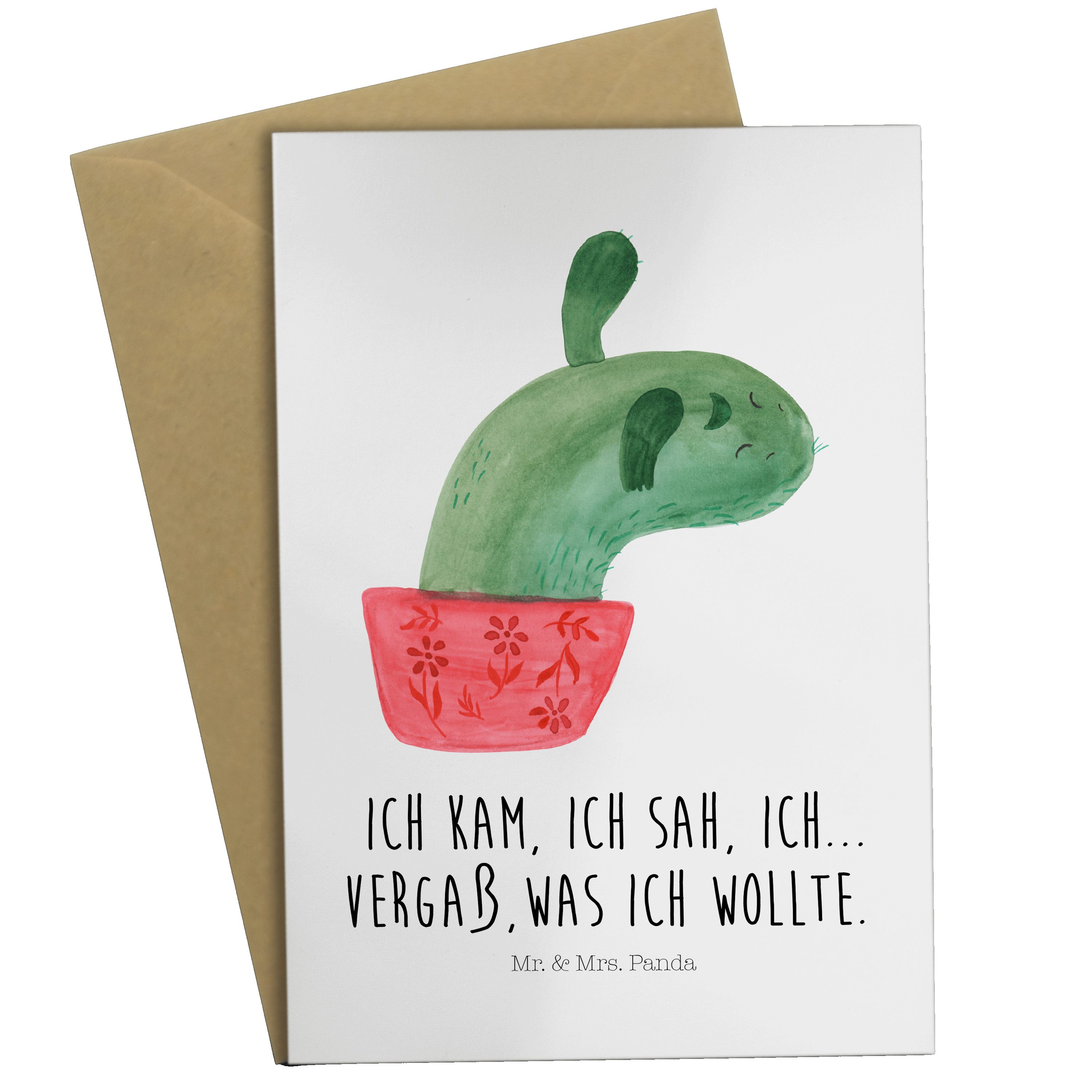 Mr. & Mrs. Panda Grußkarte Kaktus Mamamia - Weiß - Geschenk, Kakteen, Karte, Einladungskarte, Mo