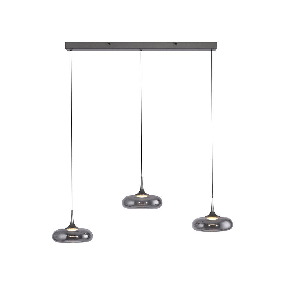 JUST LIGHT LED Pendelleuchte LED Pendellampe SW POSH, höhenverstellbar, 3x LED Board 6,3W, warmweiß, Rauchglas, höhenverstellbar, Lichtfarbe warmweiß