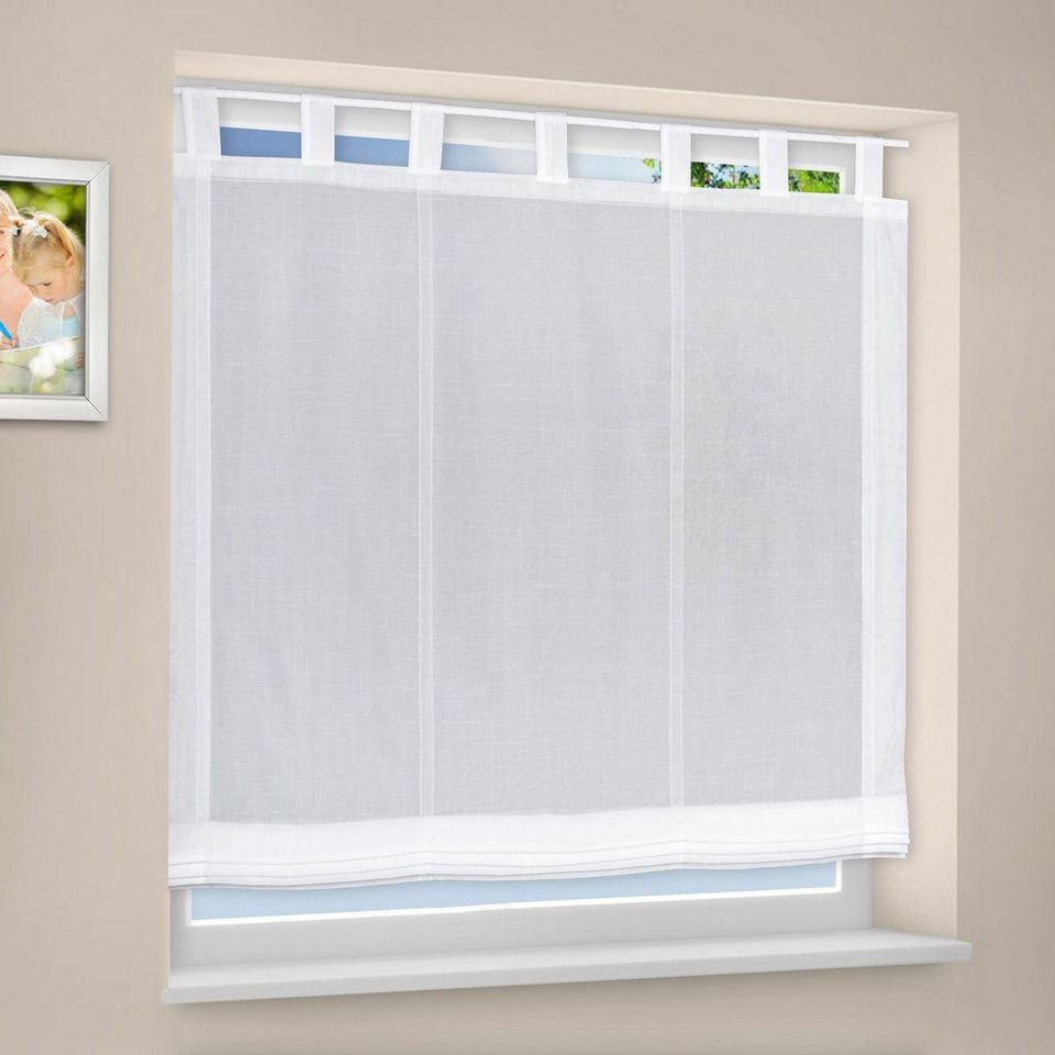 Rollo Schlaufenrollo für Sichtschutz am Fenster, Farbe weiß, 100x170 cm,  Giantore