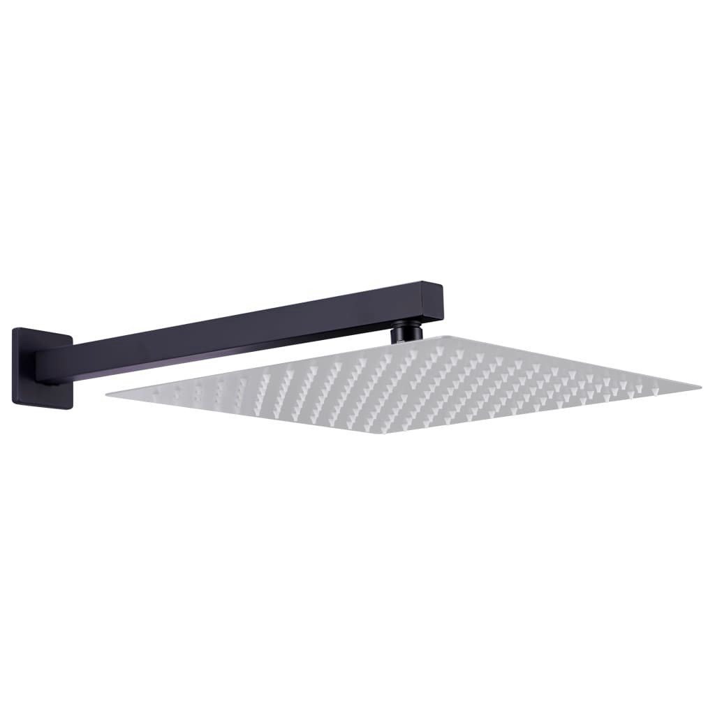 vidaXL Duschbrause 40 cm Duscharm Quadratisch Edelstahl 201 Schwarz 40 cm