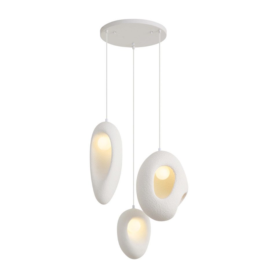 Qazqa Pendelleuchte Moonstone, ohne Leuchtmittel, Neutralweiß, QAZQA Hängeleuchte, g9, Weiß, Kunststoff, Japandi
