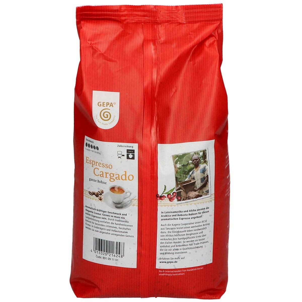GEPA Kaffee Espresso Cargado, 1000 g, ganze Bohne