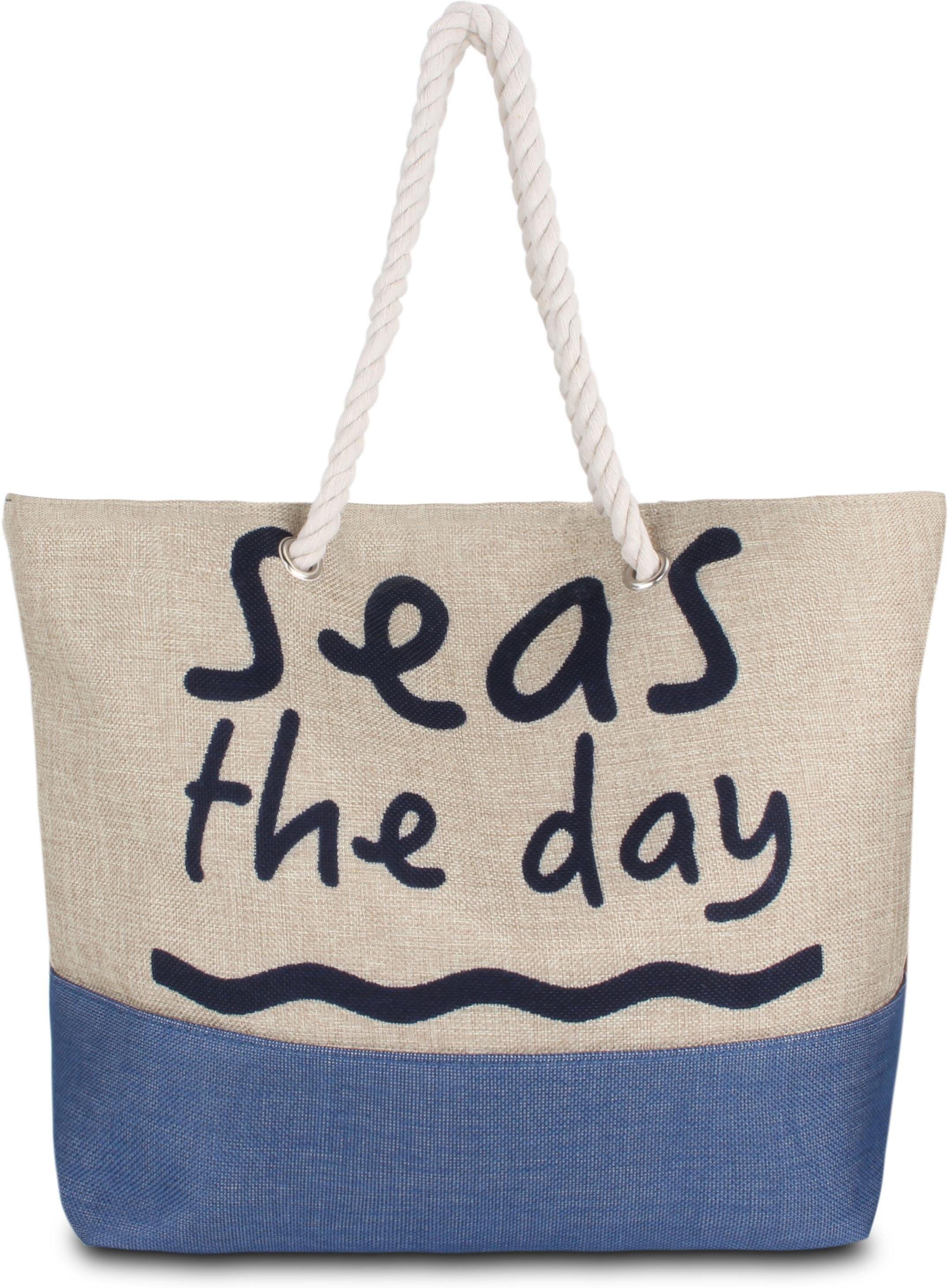 normani Strandtasche Bequeme Sommer-Umhängetasche, Strandtasche, Schultertasche als Henkeltasche tragbar Sea Blue