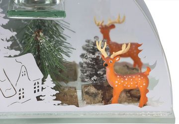 I.GE.A. Teelichthalter Weihnachtsdeko, Kerzenhalter, Deko-Objekt (1 St), aus Spiegelglas, mit Hirsch-Deko in Winterlandschaft, Höhe ca. 15 cm