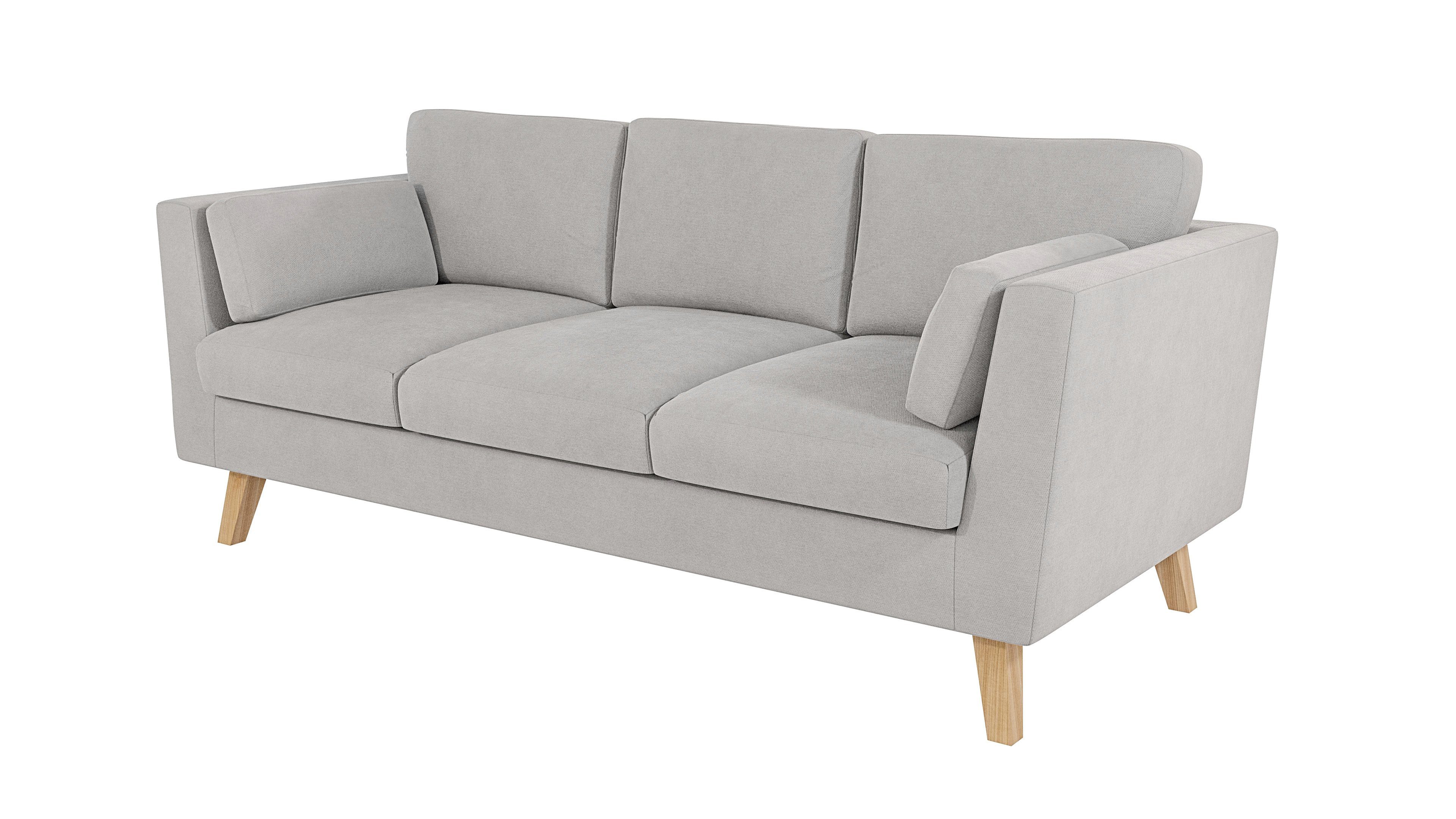 Wellenfederung 3-Sitzer mit Möbel S-Style Design, im Sofa skandinavischen Silber Angeles