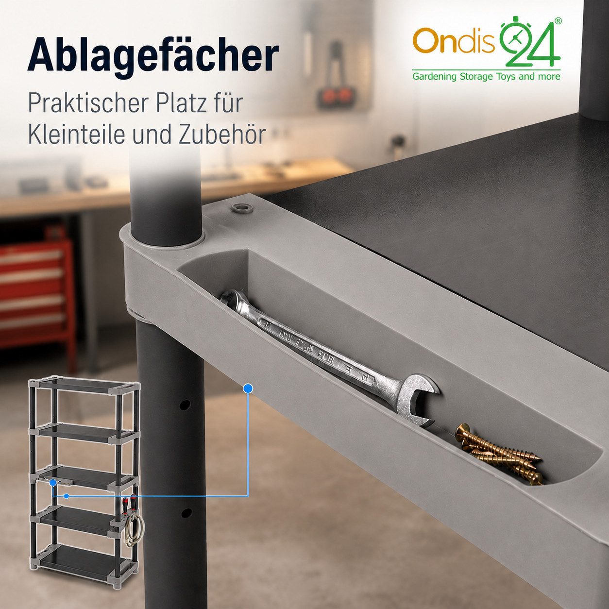 ONDIS24 Schwerlastregal Lagerregal Steckregal Kunststoffregal Qualipro 175 cm hoch, je 5 Böden bis gesamt 600/750 kg belastbar, mit Halterungen