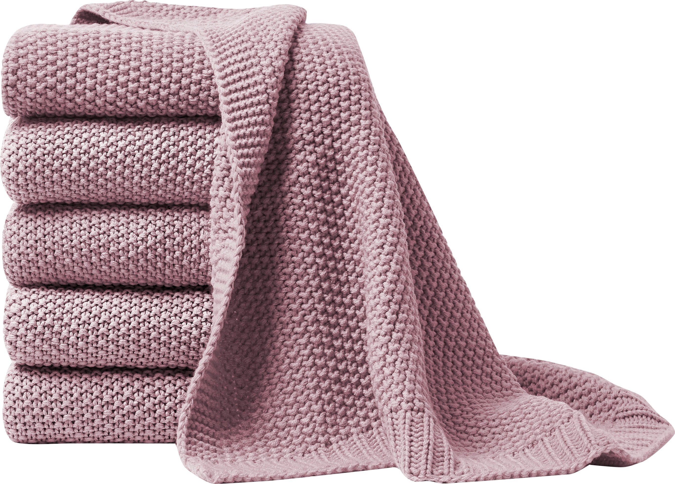 Wohndecke Strick, Primera, mit einer hochwertigen Randverarbeitung, Kuscheldecke