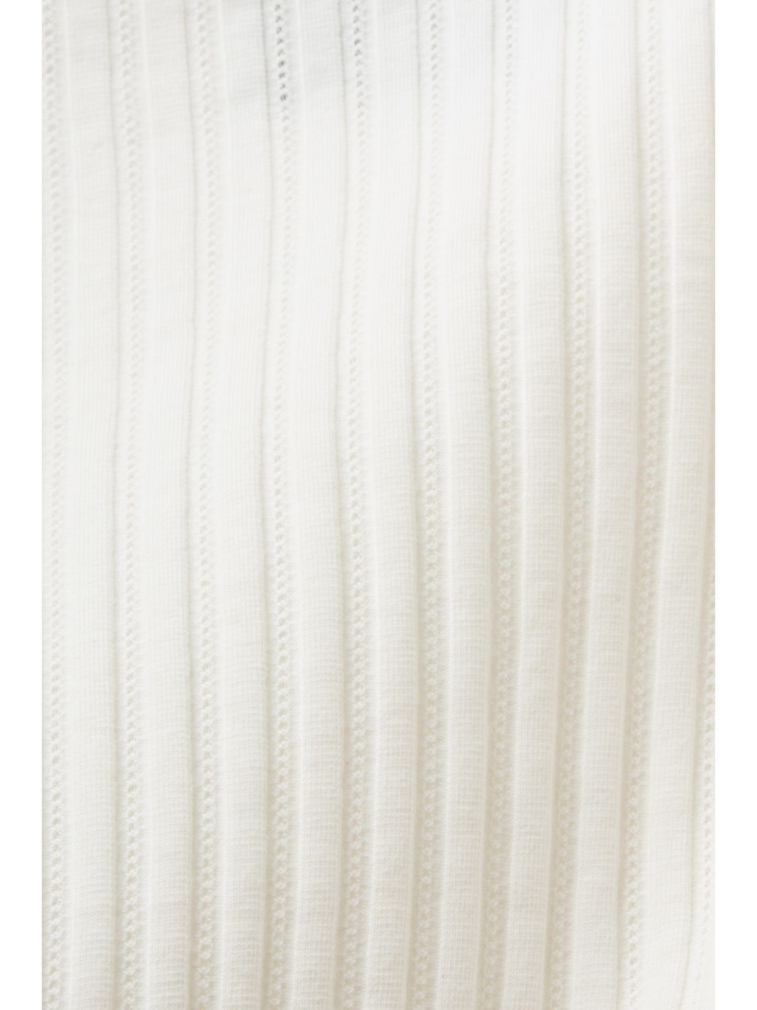 WHITE edc weitem 3/4-Arm-Shirt by Esprit Rundhalsausschnitt mit OFF Pointelle-Top
