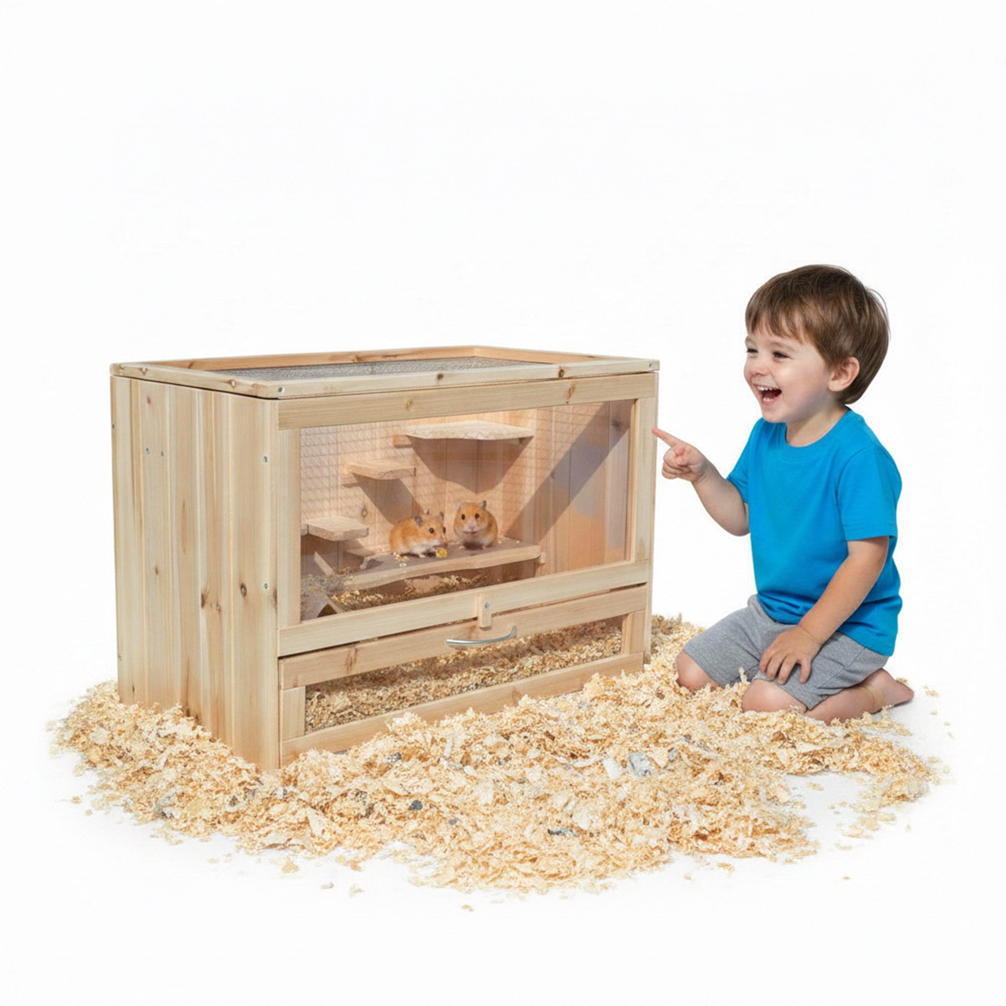 Mucola Kleintierkäfig Nagerkäfig Kleintierstall Mäusekäfig Holz Etagen Hamsterkäfig, 5 Etagen