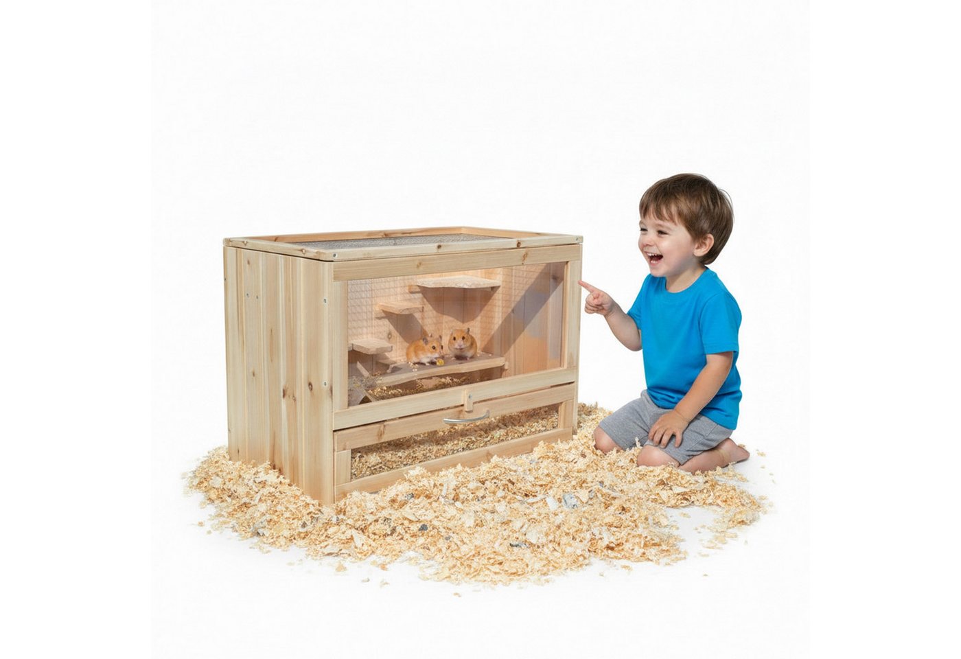 Mucola Kleintierkäfig Nagerkäfig Kleintierstall Mäusekäfig Holz Etagen Hamsterkäfig, 5 Etagen