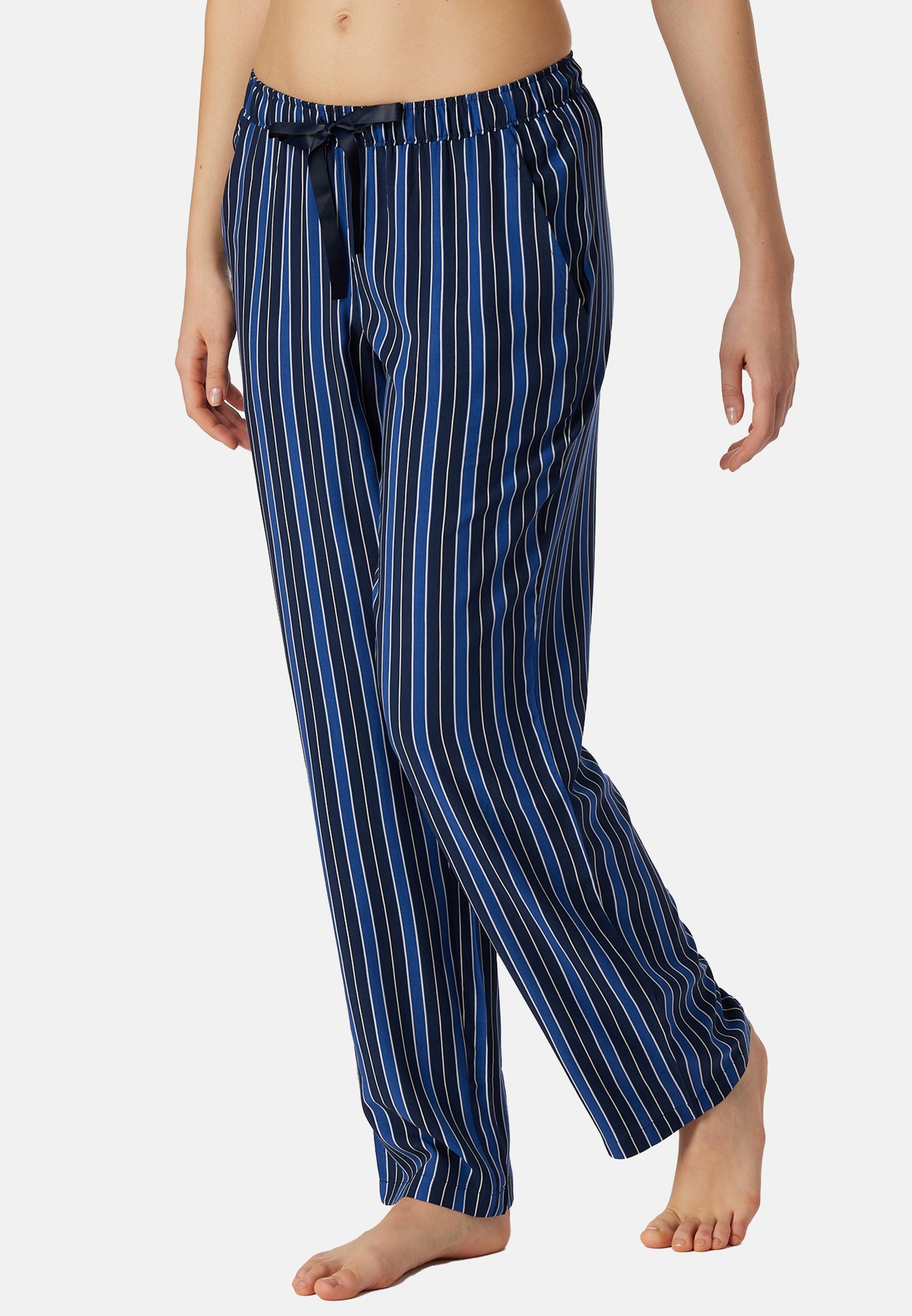Schiesser Schlafhose Mix & Relax Web (1-tlg) Schlafanzug Hose - Moderne, gerade Silhouette Dunkelblau