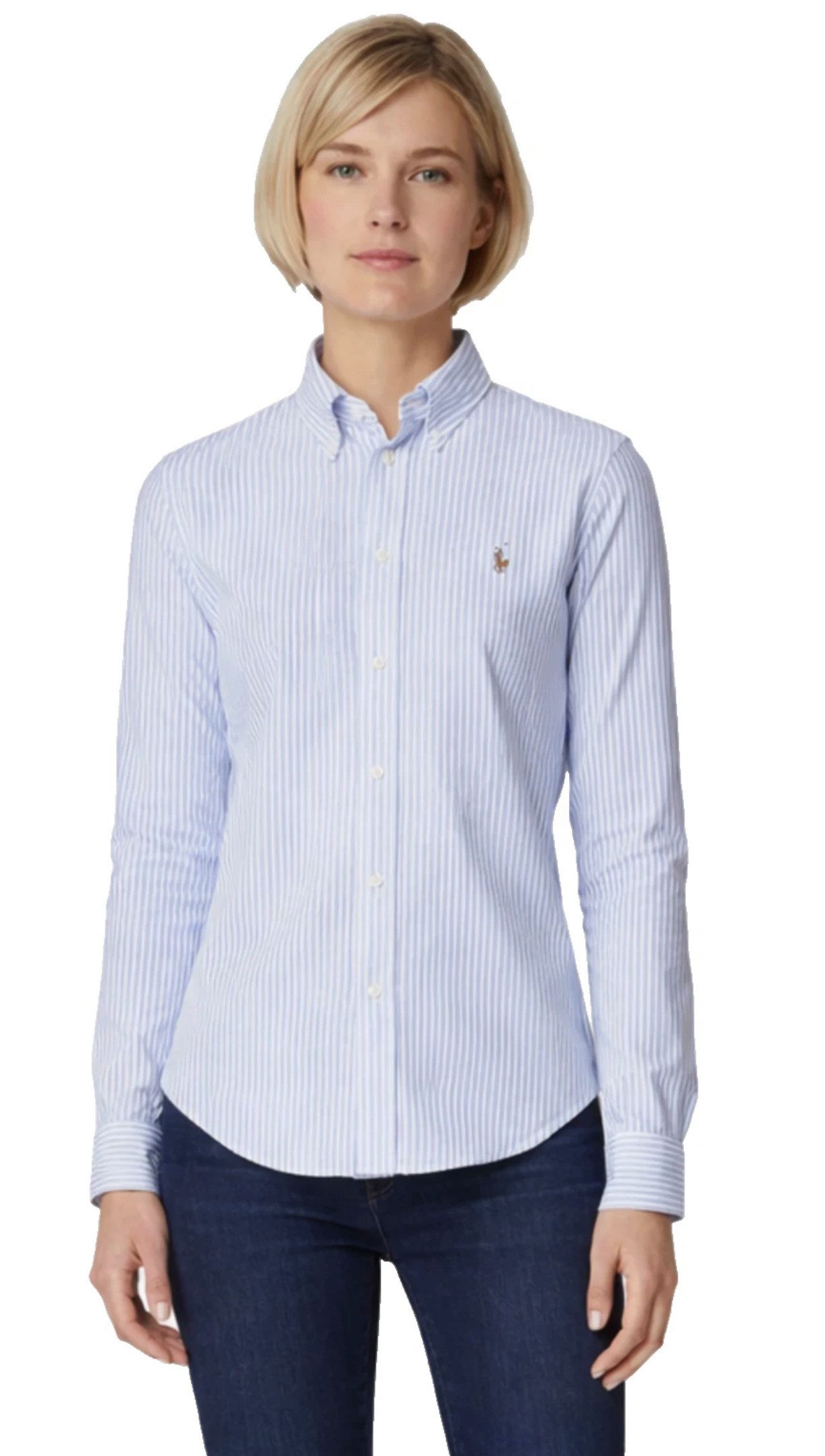 Polo Ralph Lauren Streifenhemd Damen Bluse Heidi Oxford Cotton mit Streifen sofortige Authentifizierung über einen QR-Code möglich