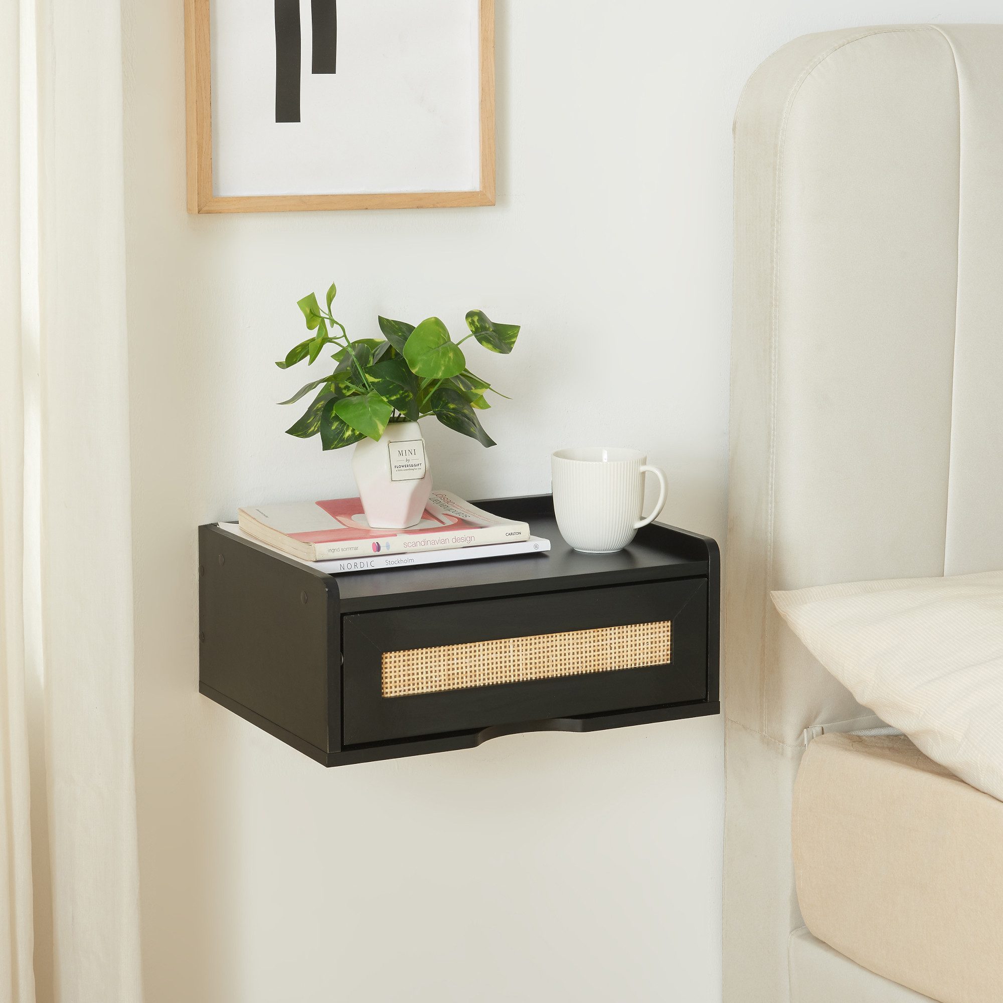 en.casa Wandregal, »Ljuredsø« mit Schublade 40x30x16,5 günstig online kaufen