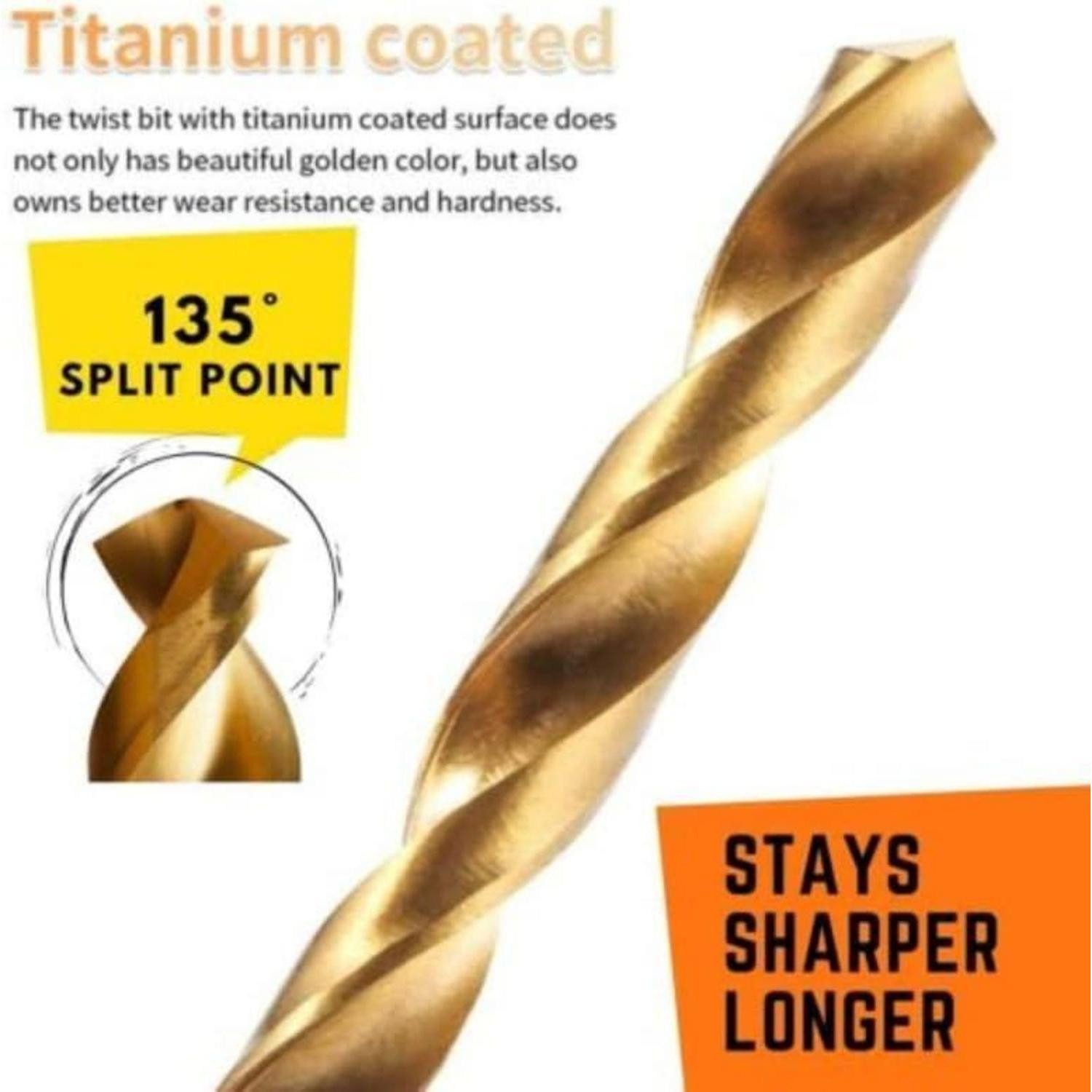 LuxusKollektion Metallbohrer Metallbohrer-Set 99-teilig titanbeschichtet 1,5-10 mm 135°