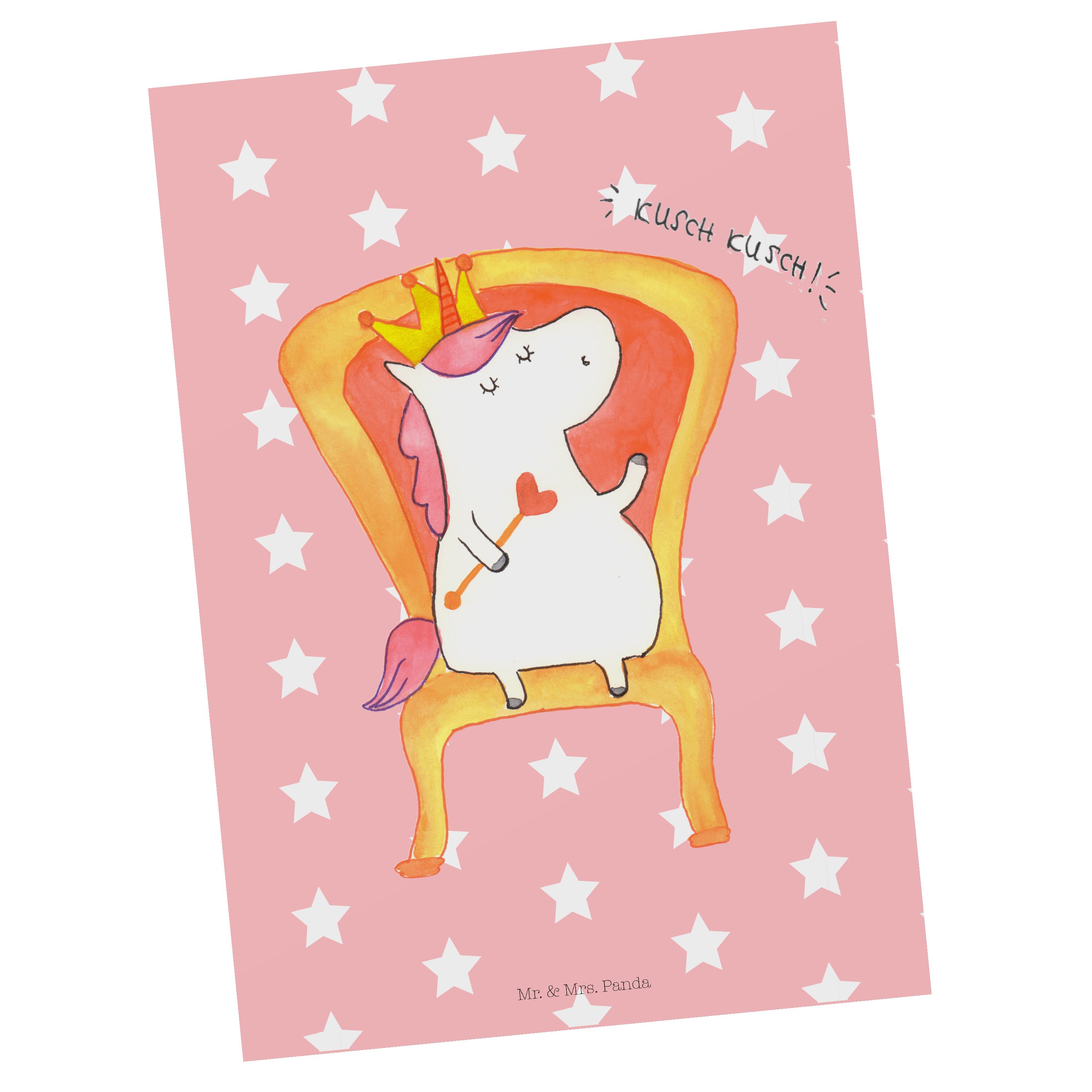 Mr. & Mrs. Panda Postkarte Einhorn König - Rot Pastell - Geschenk, Geschenkkarte, Karte, Präside | Grußkarten
