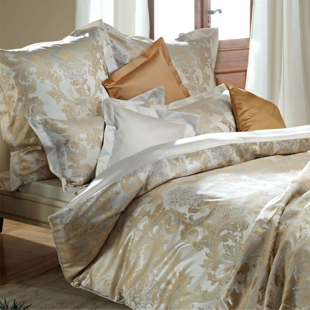 Curt Bauer Bettwäsche Mako-Brokat-Damast Louis XIV antikgold 140 cm x 200 cm, Bettbezug Kopfkissenbezug Set kuschelig weich hochwertig