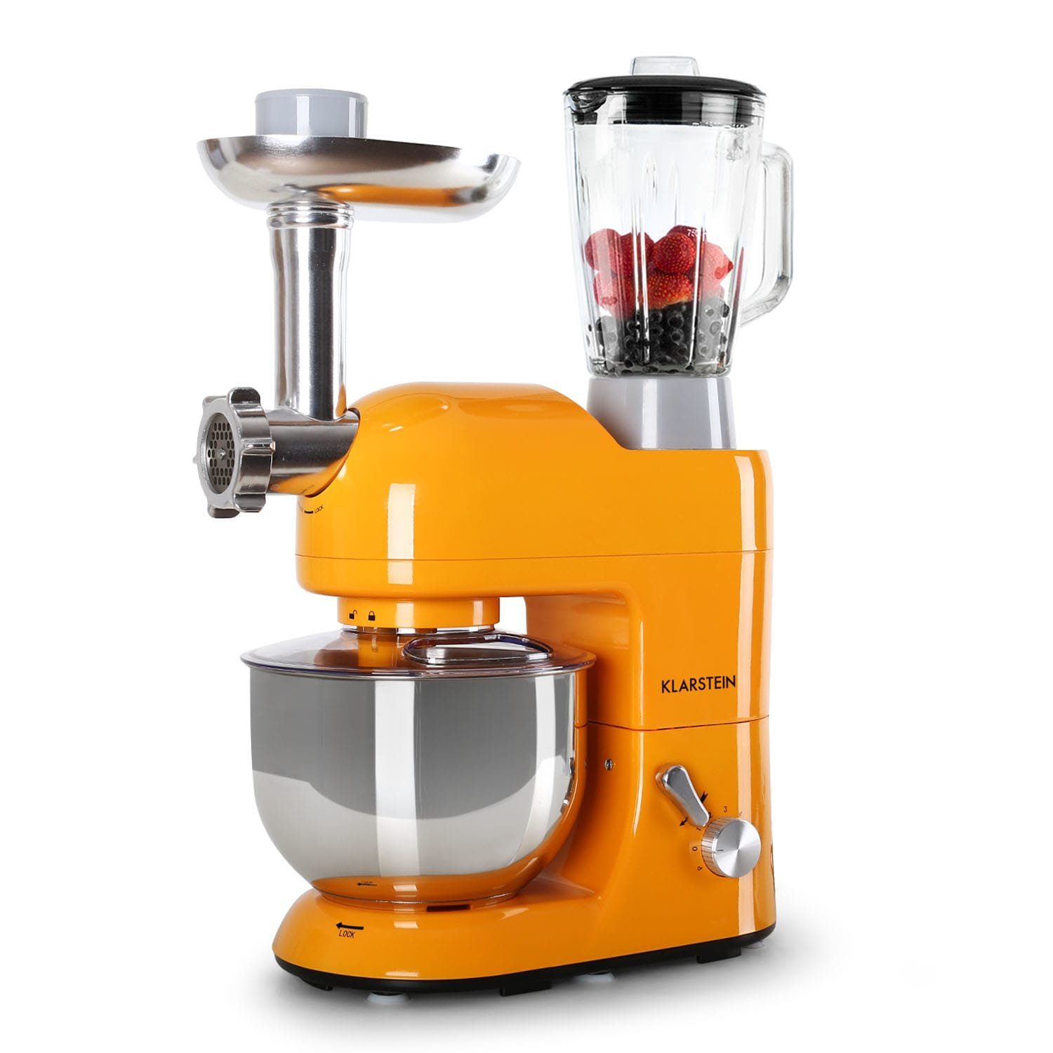 l Orange Teigmaschine Rührmaschine Küchenmaschine Lucia Klarstein Teigknetmaschine Schüssel, W, Fleischwolf Orangina, 2000 mit Kochfunktion 5.2 Knetmaschine