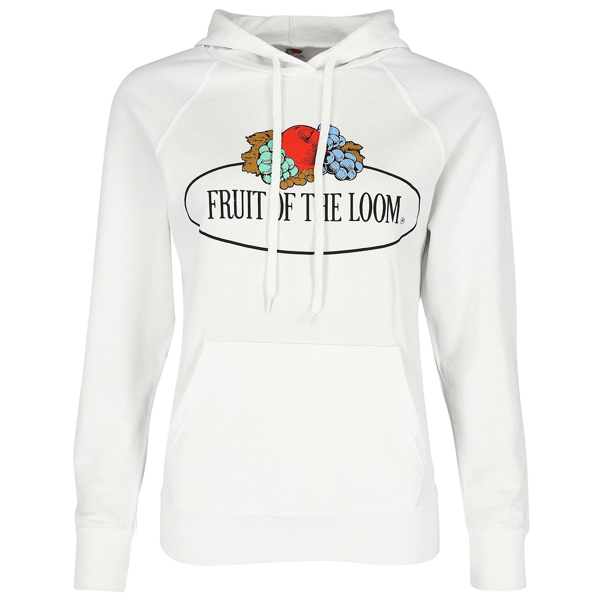 Fruit of the Loom weiß Vintage-Logo Damen leichter Kapuzenpullover mit Kapuzensweatshirt